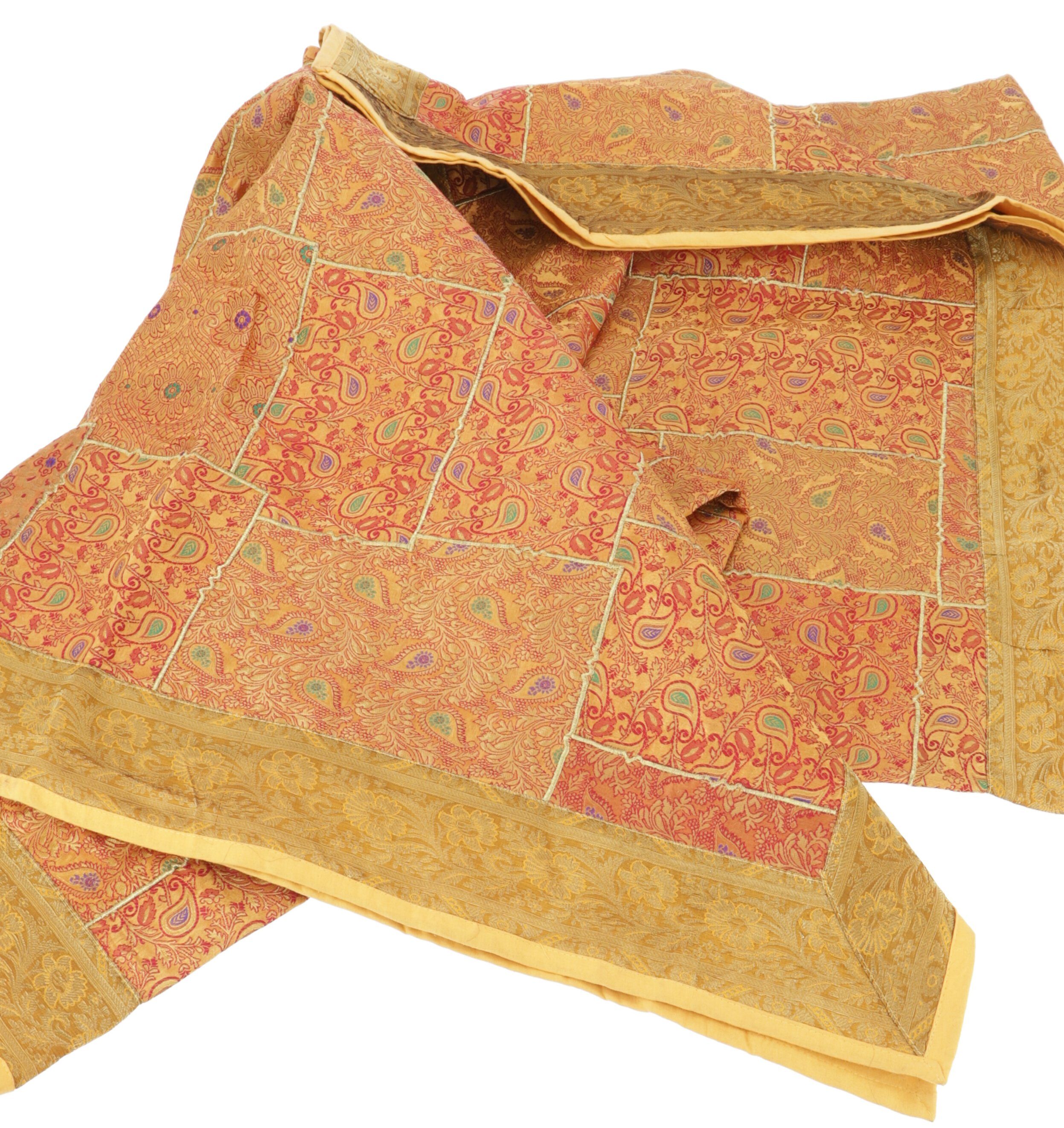 Patchwork Orientalische Tagesdecke Guru-Shop goldgelb Brokatdecke, indische..,