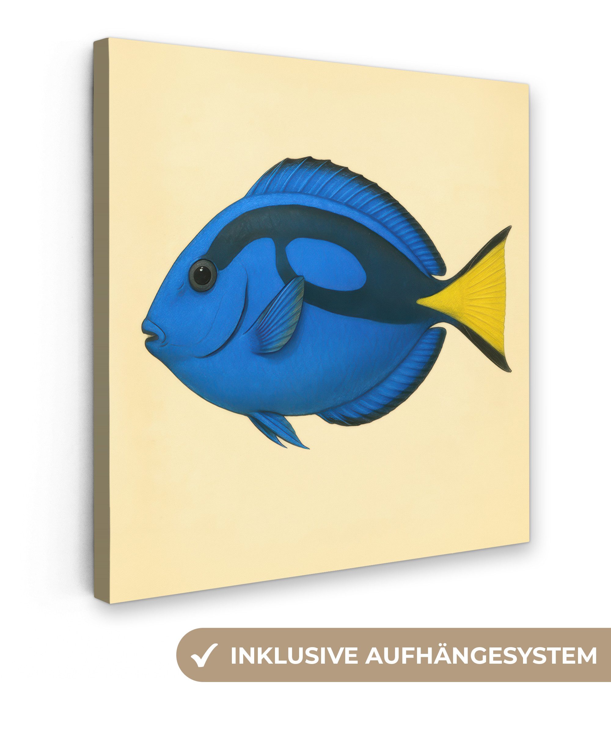 OneMillionCanvasses® Leinwandbild Blau - Dory - Fisch - Schwanzflosse, Fotodruck (1 St), Wandbild, Deko Schlafzimmer Wohnzimmer Flur 20x20 cm