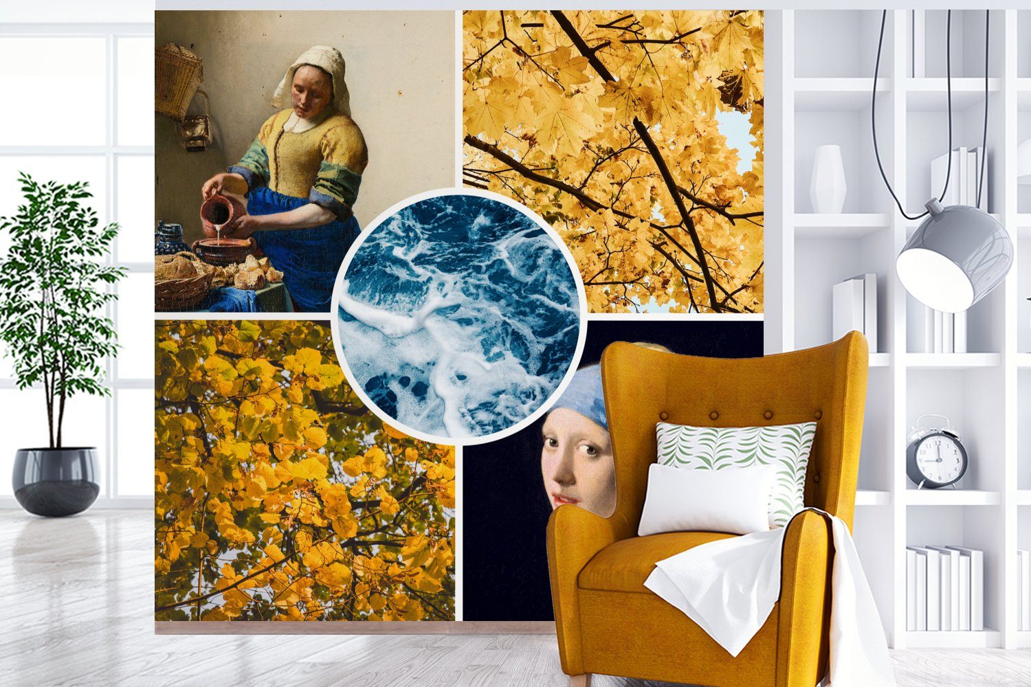 MuchoWow Fototapete Vermeer - Collage bedruckt, Schlafzimmer für Wohnzimmer Fototapete St), (4 Küche, Kunst, Vliestapete Matt, 