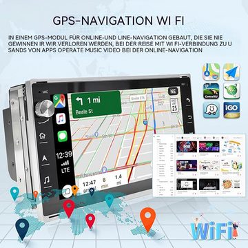 Hikity 2Din GPS 7'' Touchscreen für BORA POLO MK5 SHARAN JETTA MK4 CITI CHICO Autoradio (FM Radio, Wireless Carplay Android Auto)