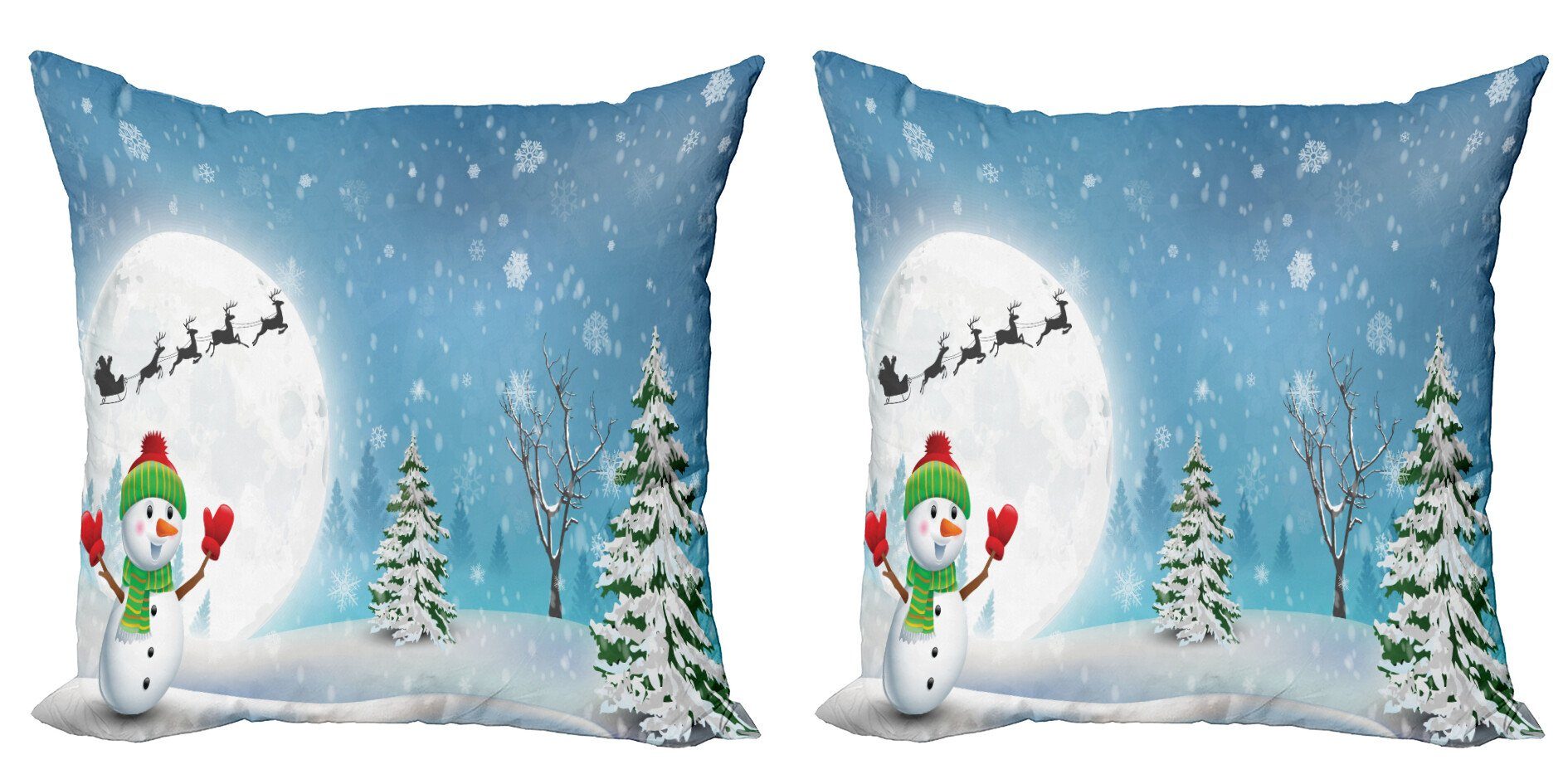Weihnachten Digitaldruck, Weihnachts Stück), (2 Snowman Modern Jolly Kissenbezüge Doppelseitiger Accent Abakuhaus