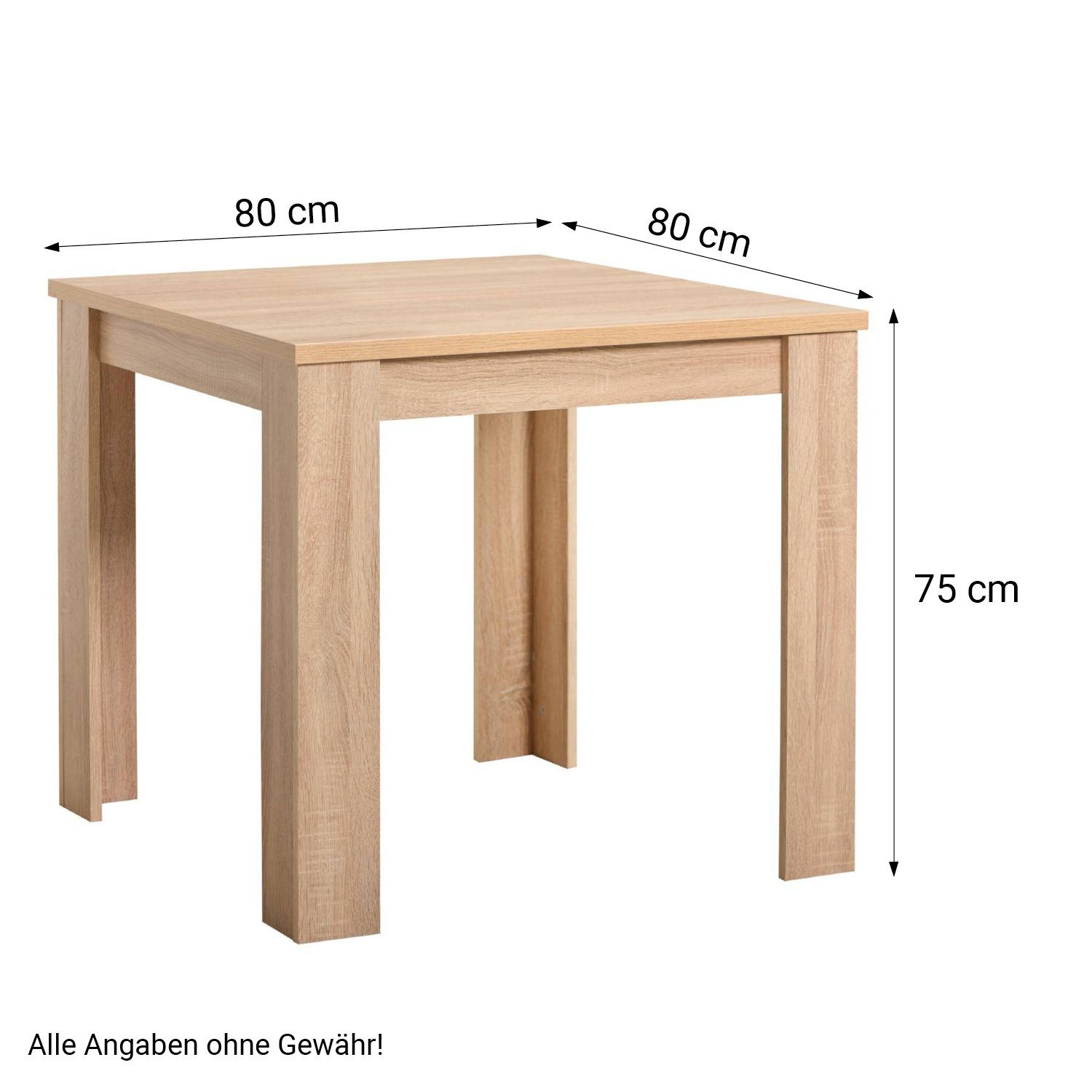 Homestyle4u Holz Stühlen (Komplett-Set, Grau, 3-tlg) Esstisch Essgruppe 80x80 Natur 2 mit Tisch