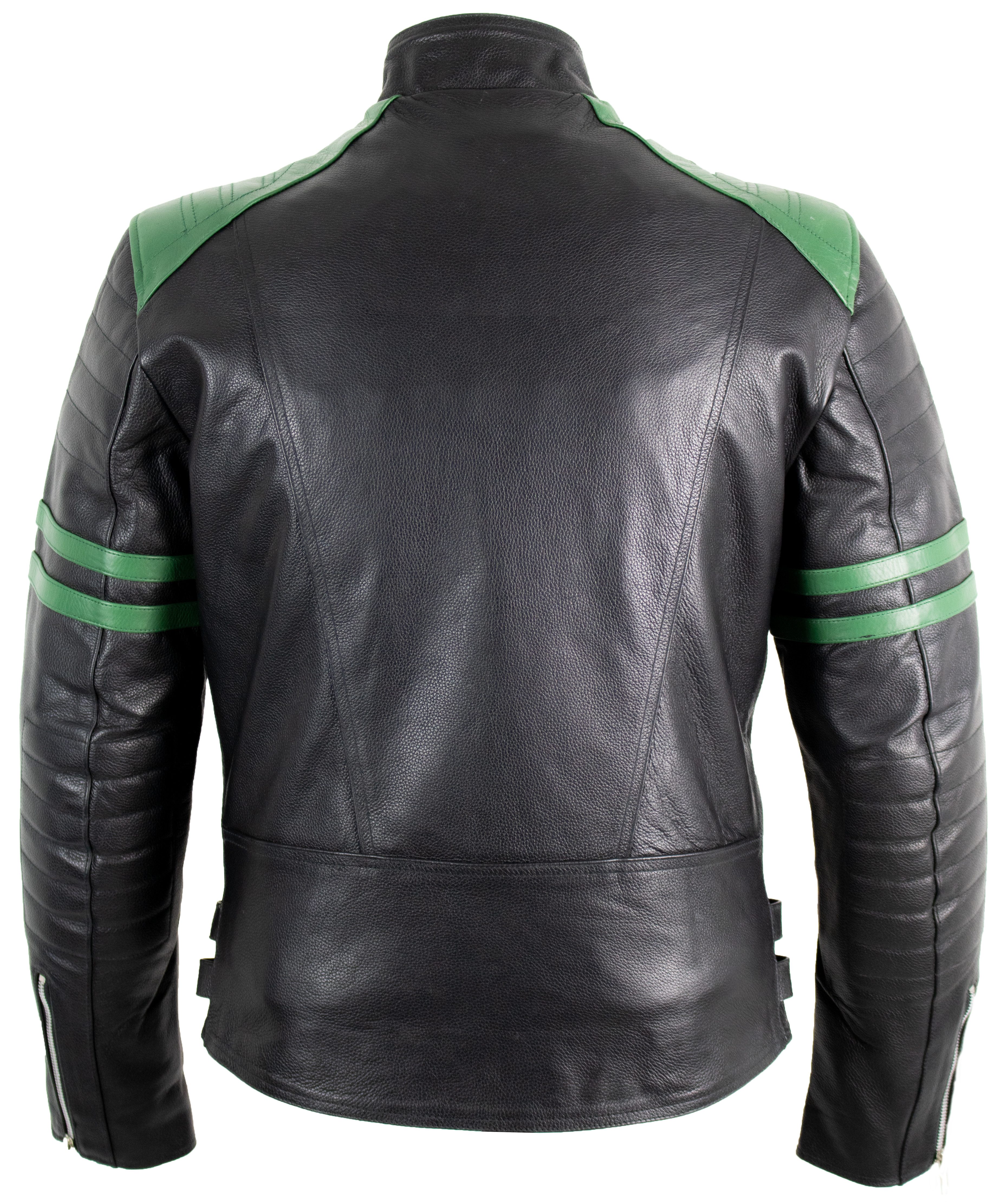 MDM Motorradjacke Herren Motorrad Lederjacke Retro Biker Schwarz Rot (Einzelartikel mit Protektoren, Motorrad Lederjacke Herren, Bikerjacke, Echtleder, Protektoren) mit Protektoren Schulter Ellbogen Rücken