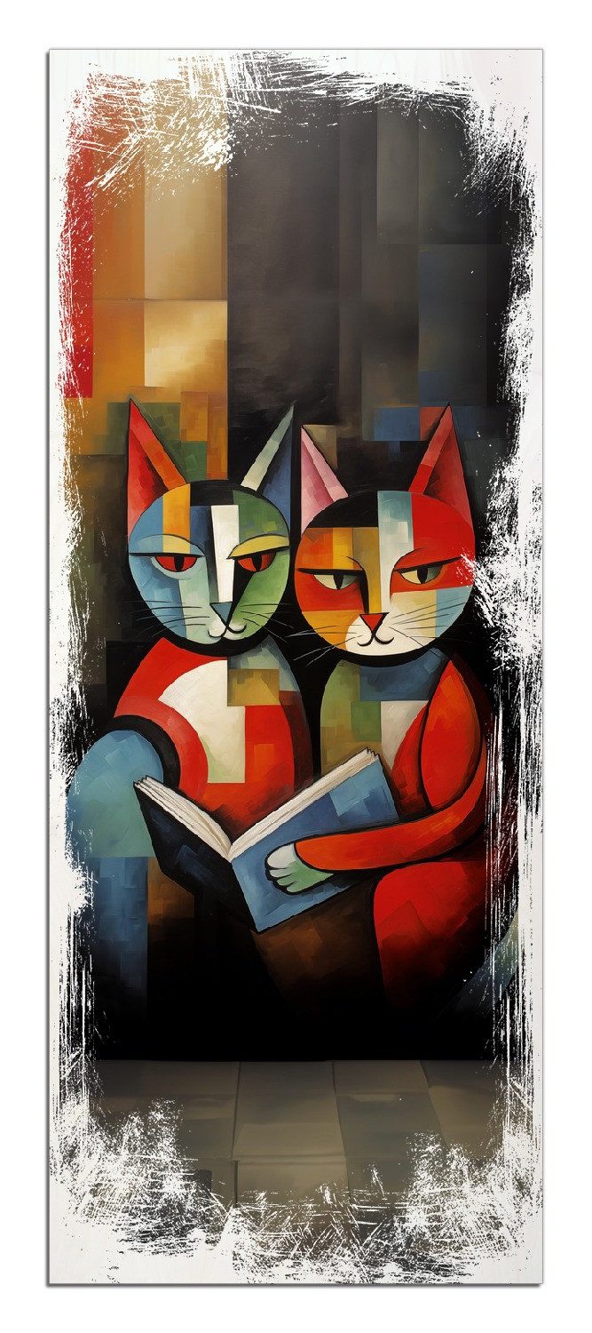 Wallario Holzbild, Lesende Katzen, in verschiedenen günstig online kaufen