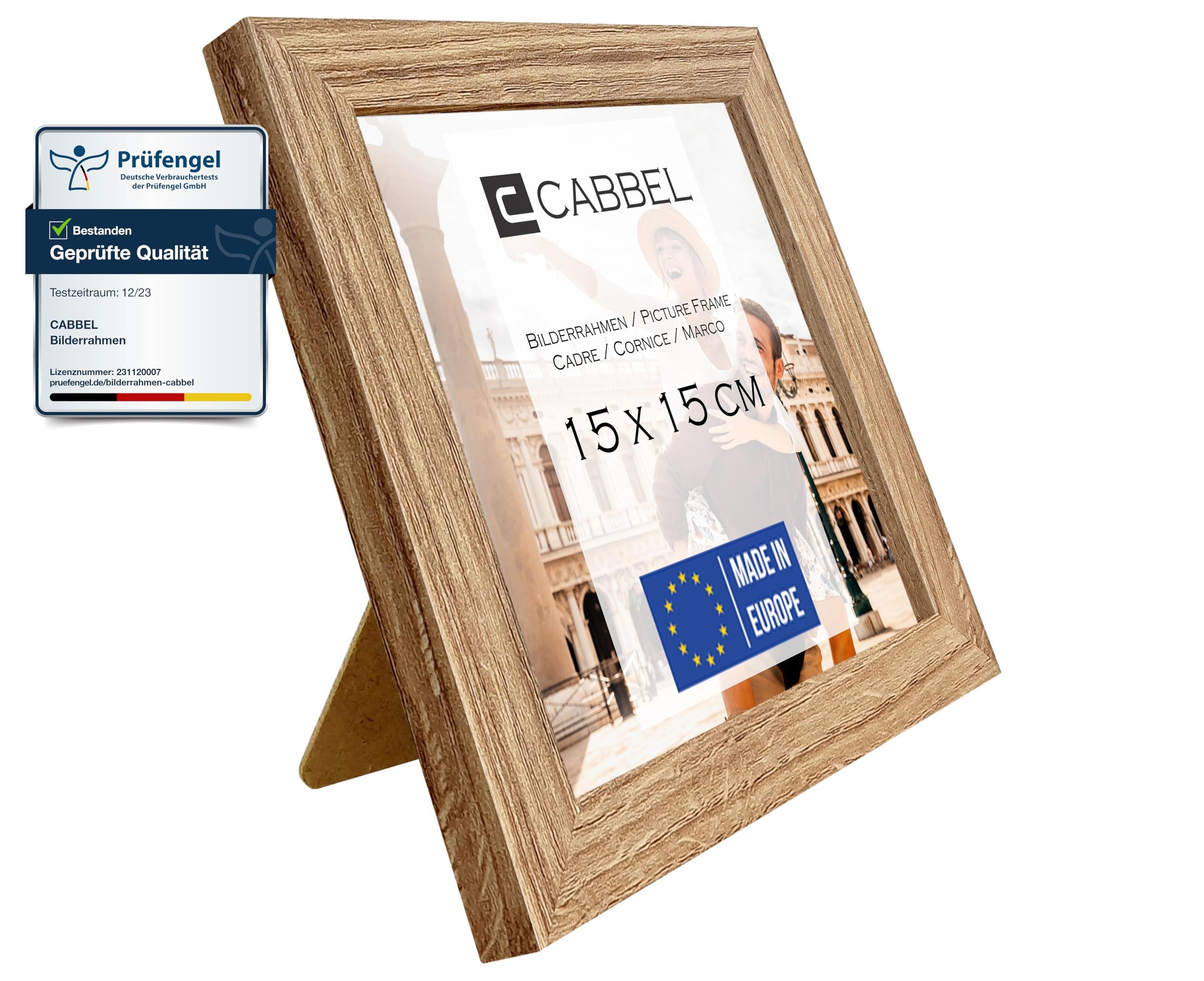 CABBEL Bilderrahmen MDF Holzrahmen Fotorahmen modern Collagen Foto Poster Galerie Wanddeko, für 1 Bilder (1 St), 15x15 cm Eiche Wohnzimmer elegant Schmal Fotogalerie Schlafzimmer