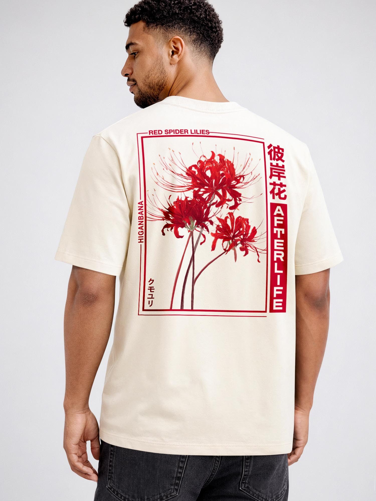 Neverless Oversize-Shirt Herren T-Shirt - Spider Lilies - Relaxed Fit Printshirt Sommer mit Print – Bild 2 von 5