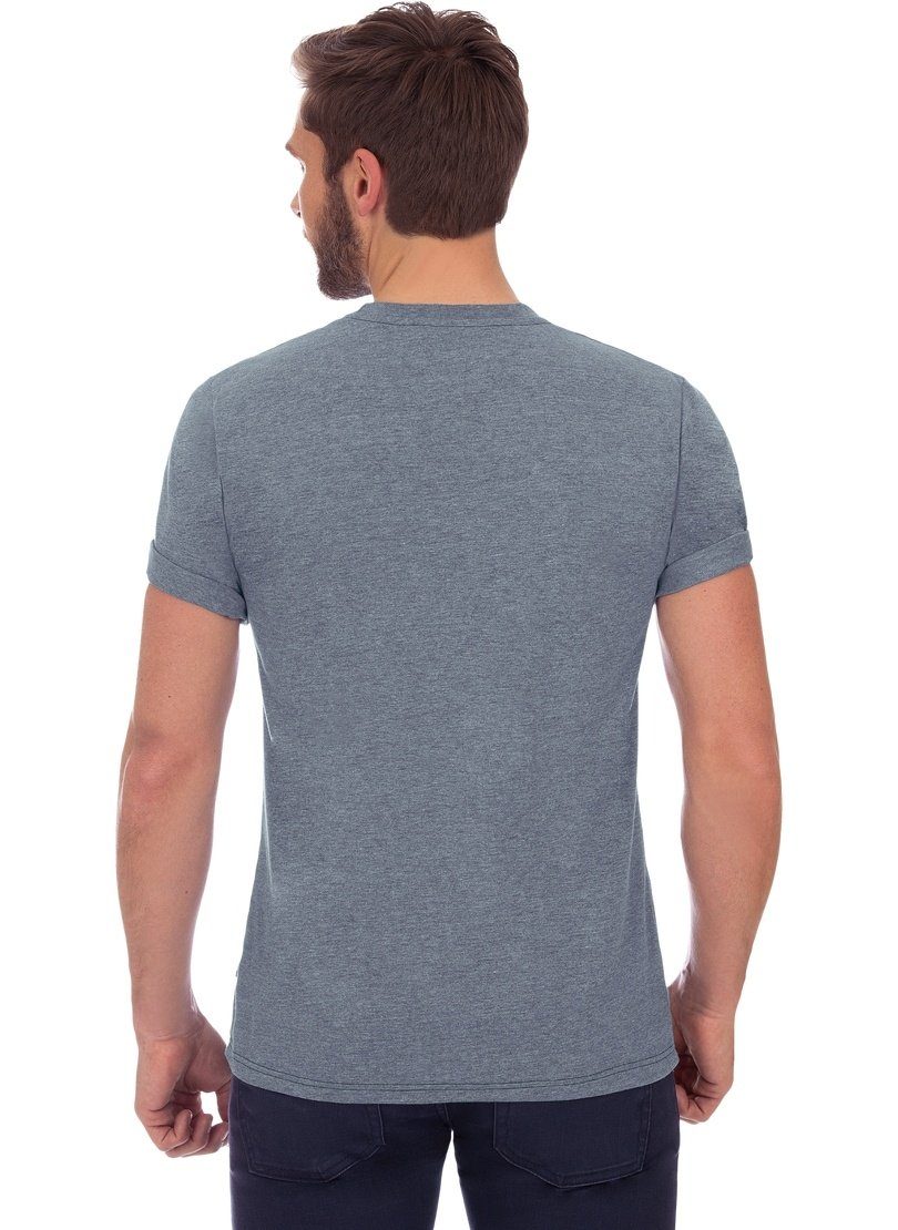 Trigema T-Shirt steingrau-melange Baumwolle TRIGEMA T-Shirt DELUXE