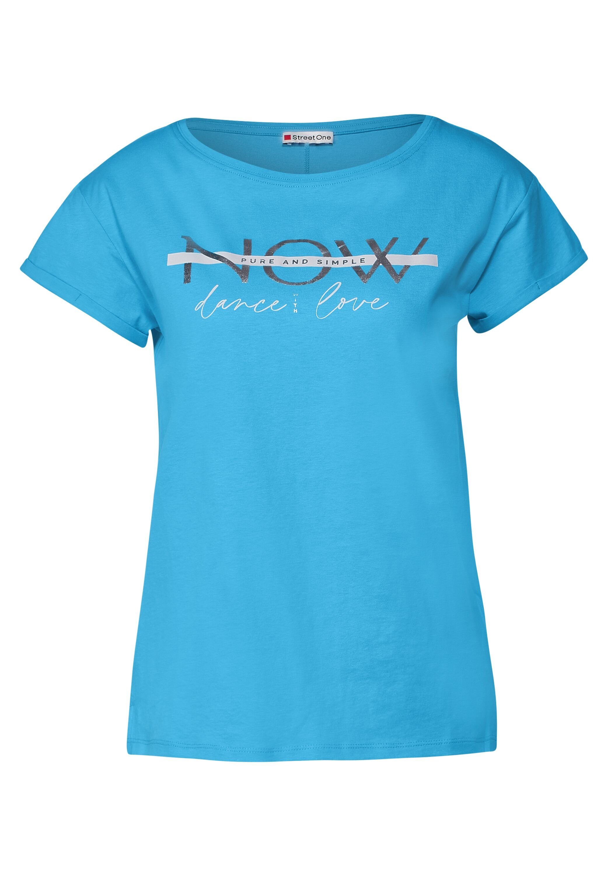 STREET ONE T-Shirt Baumwolle splash blue reiner aus