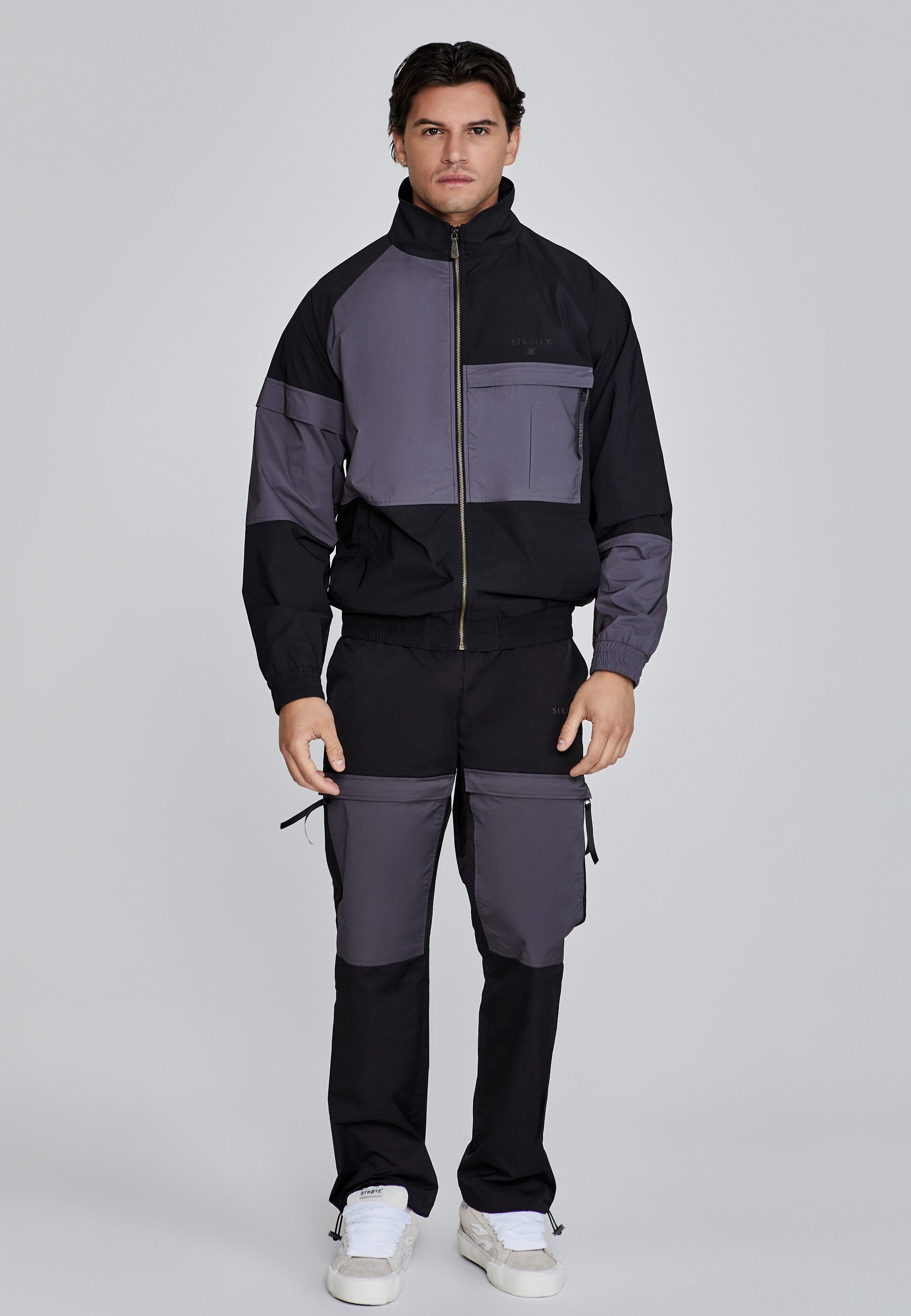 Siksilk Outdoorjacke SikSilk Herren Schwarze Cut And Sew Jacke günstig online kaufen