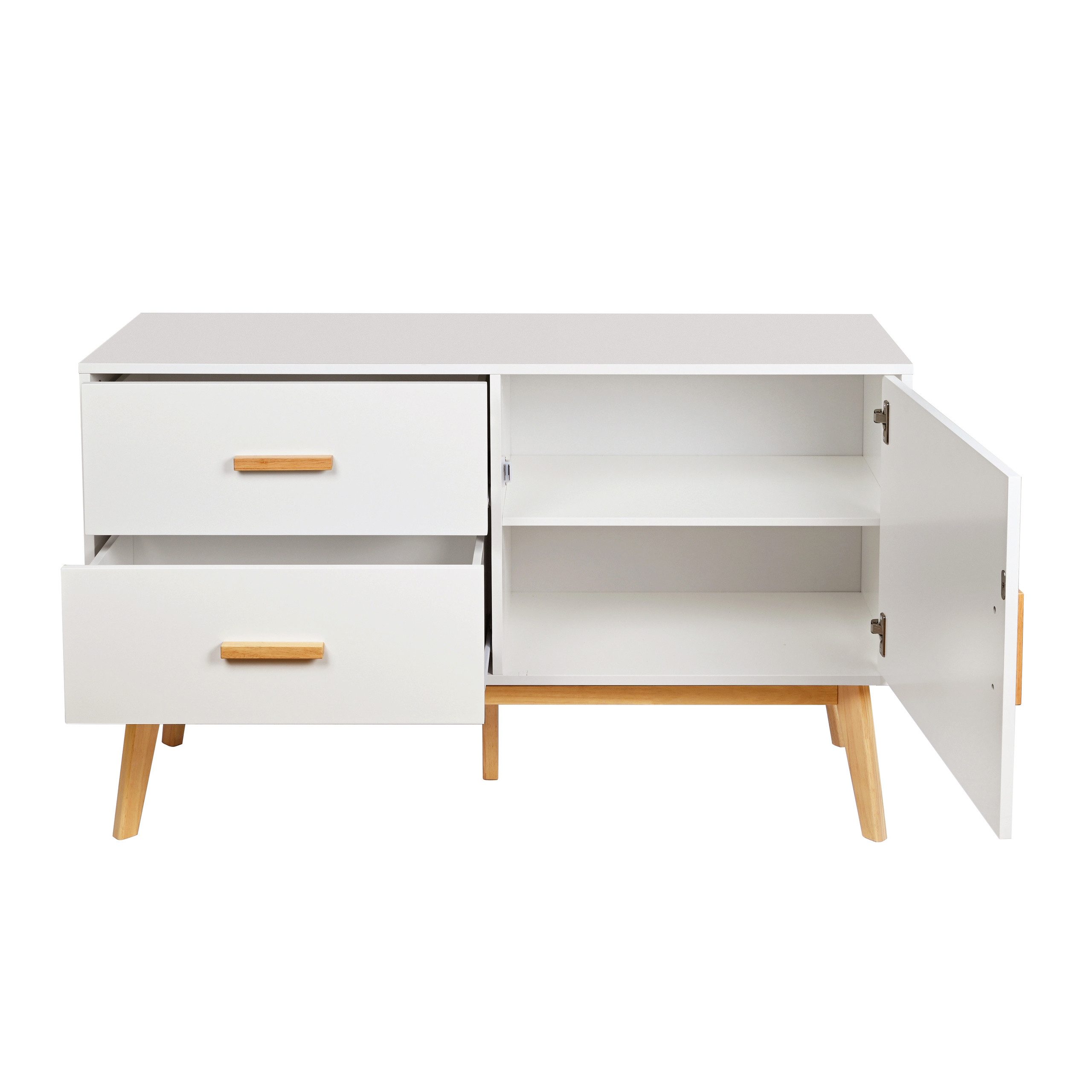 hjh LIVING Sideboard TAROLO Kommode H/B/T: 72.0 x 120.0 x 40.0 cm, Kommode mit einer Türe und zwei Schubladen, Fußgestell Eiche