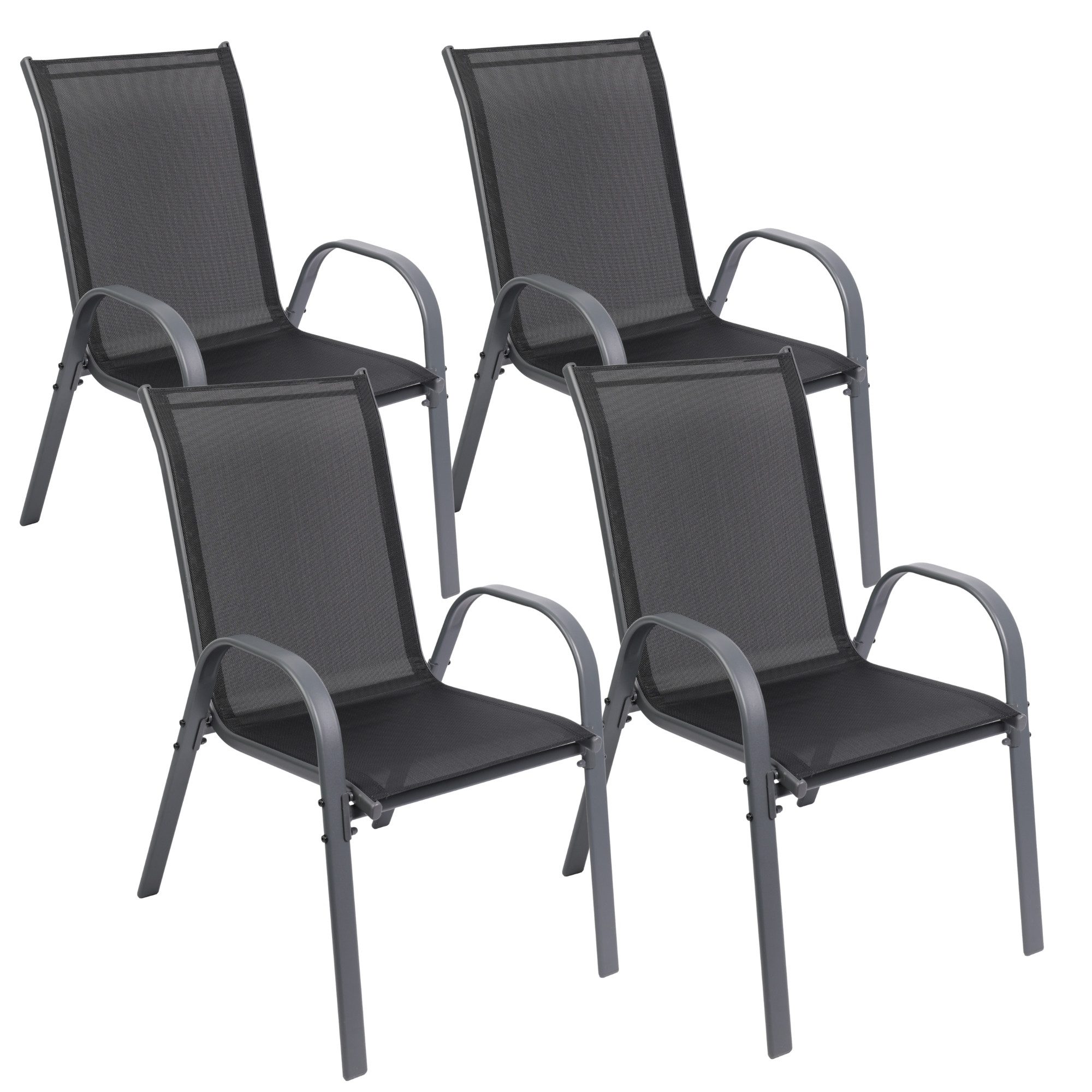 Albatros International Gartenstuhl Gartenstuhl KUBA stapelbar, 4er Set bequem belastbar Metall (4er Set), mit robustem Metallgestell und hoher Belastbarkeit – Stapelstühle