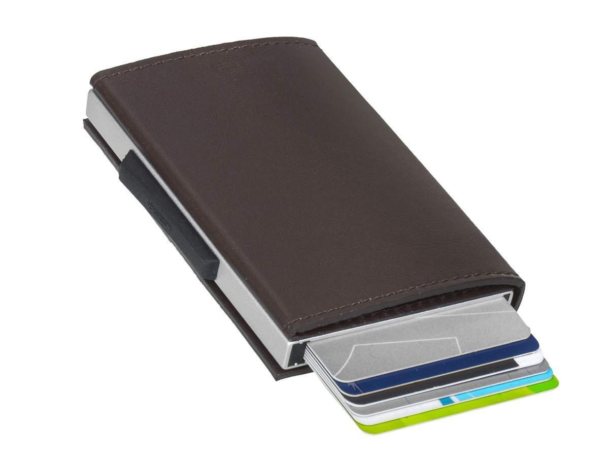 Ögon Kartenetui Cascade, mit RFID darkbrown-silver Alucase Minibörse, Schutz Kartenetui Kartenbörse