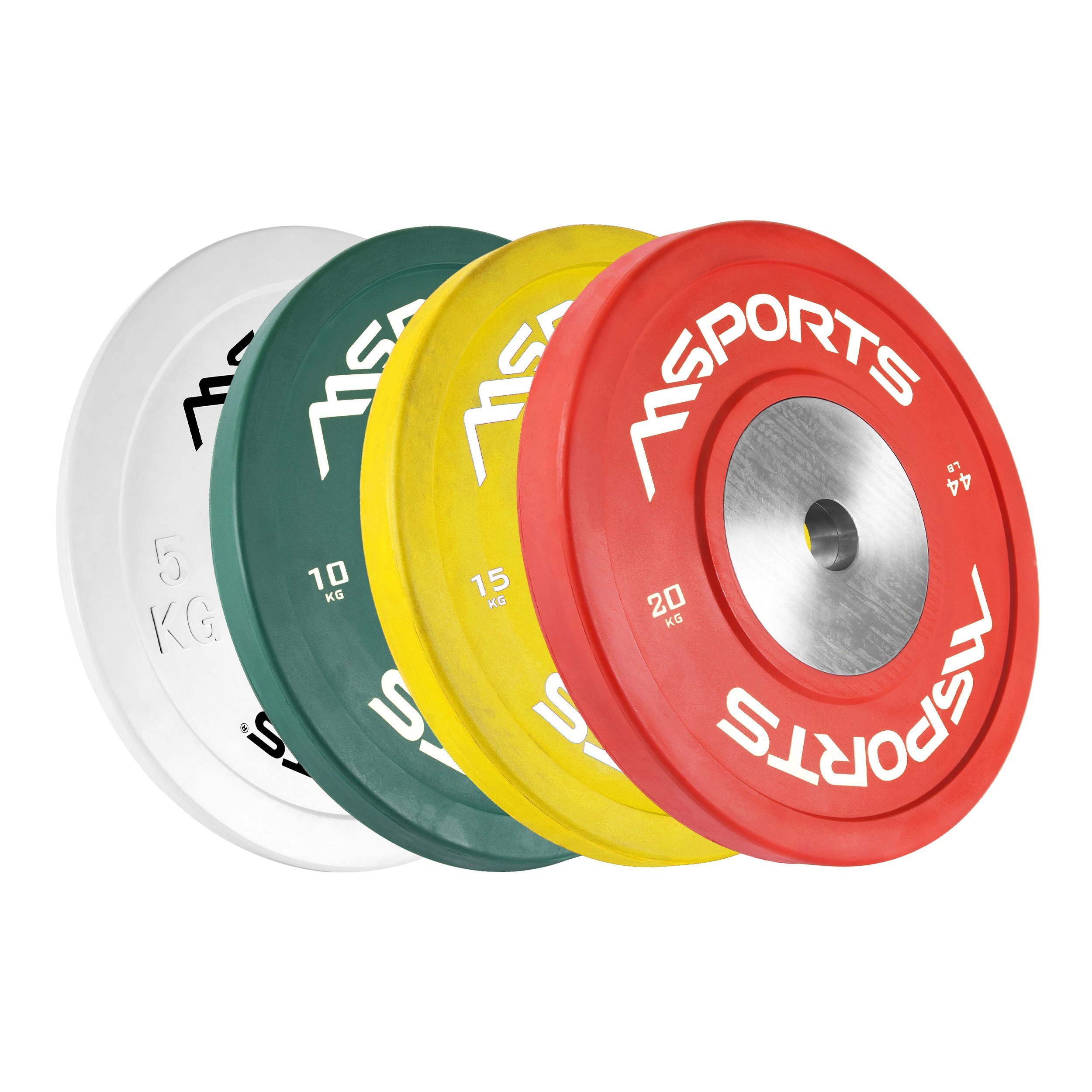 MSports® Hantelscheiben Olympia Hantelscheiben 2er Set Professional 50mm 5 kg - Polarweiß