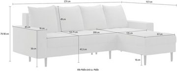 INOSIGN Ecksofa Lillemor, auch mit extrakurzer Lieferzeit, incl. Bettfunktion & Bettkasten