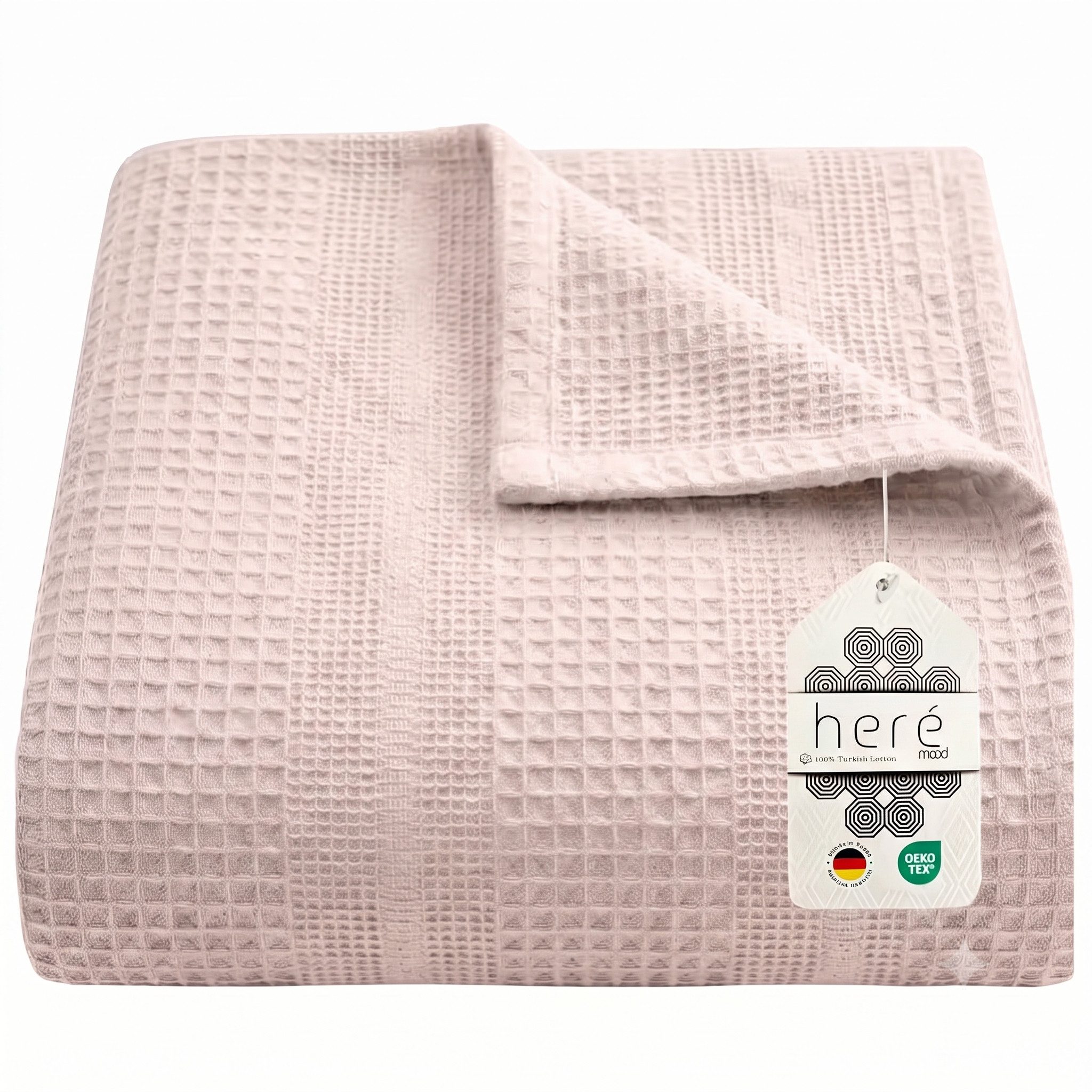 herémood Tagesdecke aus 100% Baumwolle – Wohndecke Elegante Waffelpique Kuscheldecke, für Sofa & Bett, atmungsaktiv & pflegeleicht – 150x200 cm BEIGE