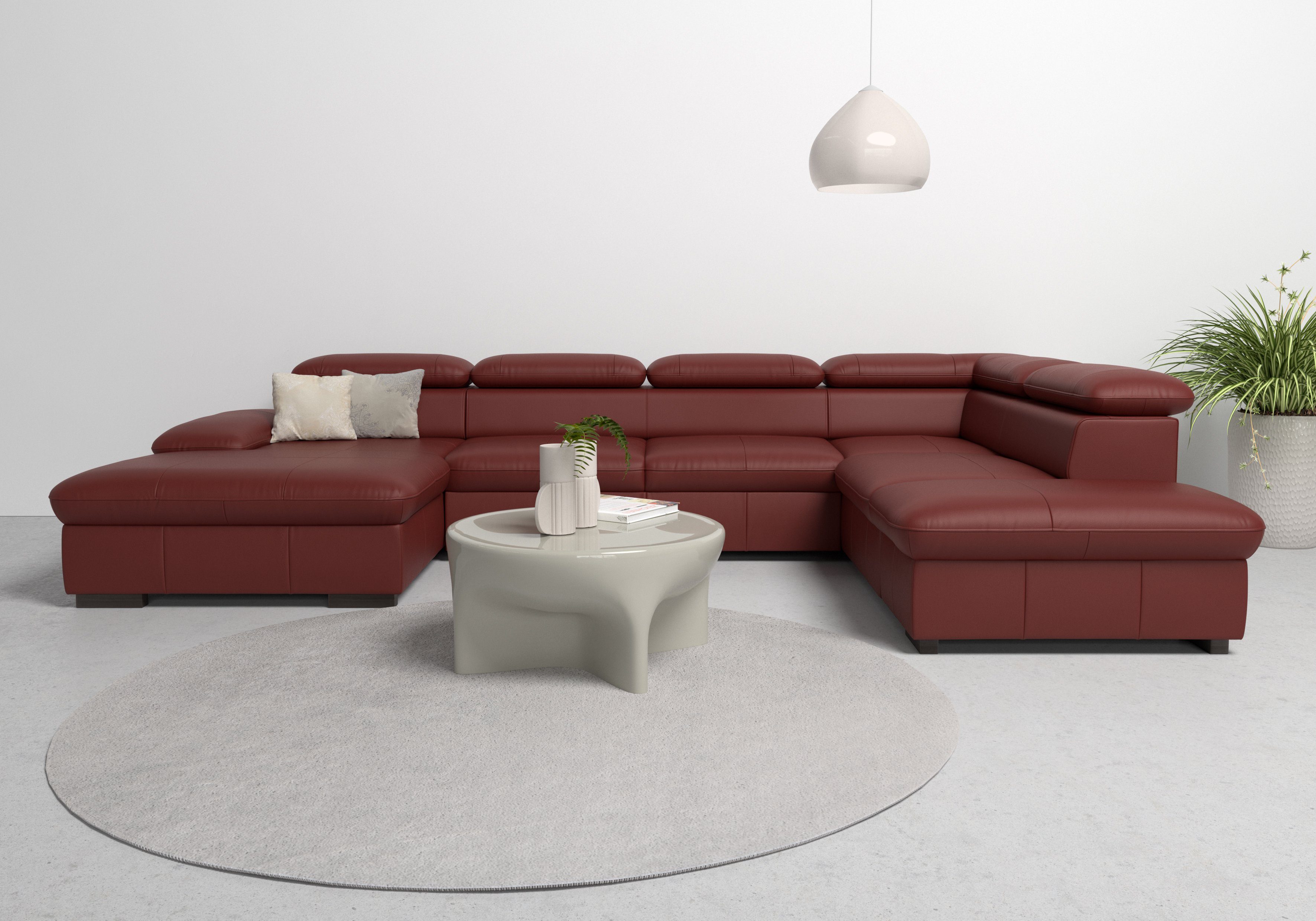 OTTO home Wohnlandschaft Alberto U-Form, B: 350 cm, mit Kopfteilverstellung, XXL-Sofa, optional mit Schlaffunktion, Couch mit Lederoption