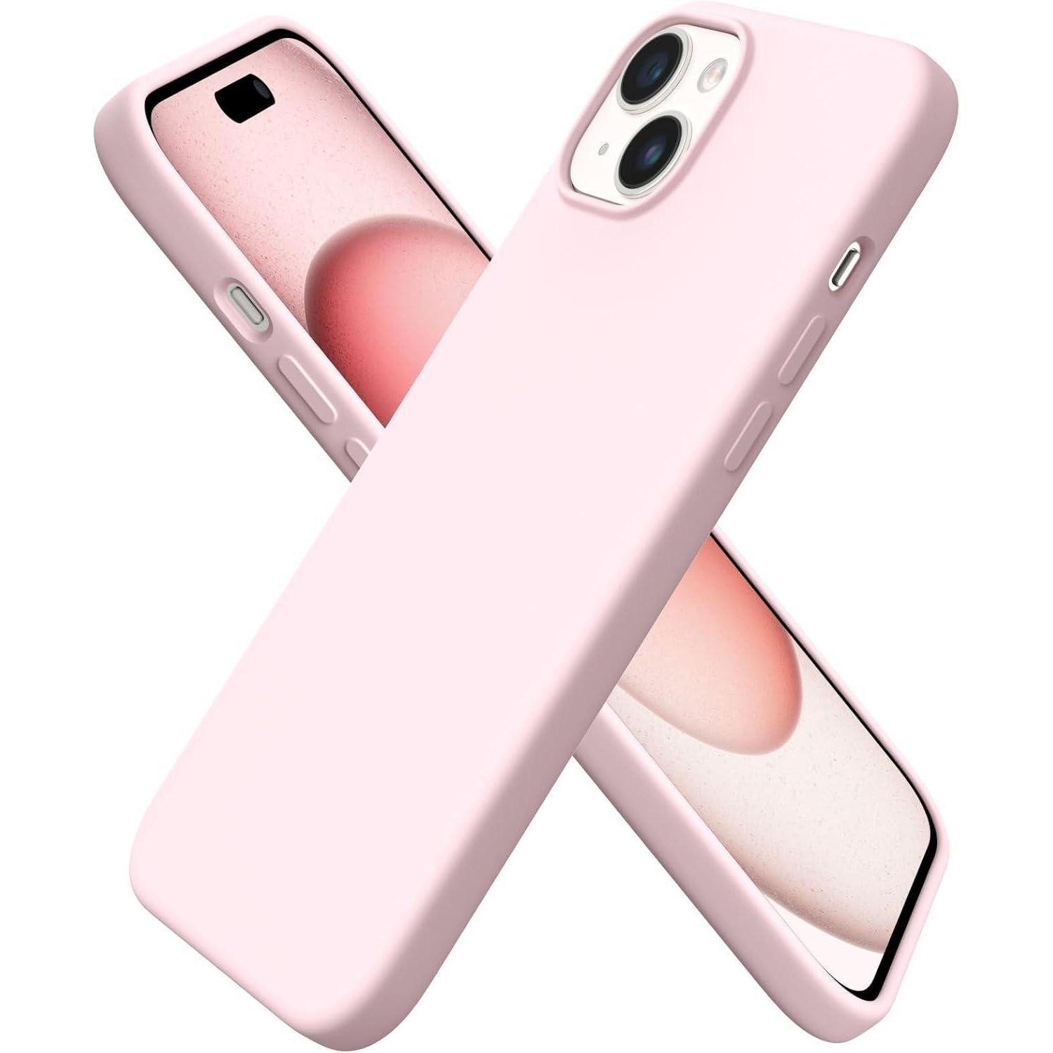 Handyhülle iPhone 15 Plus Hülle Silikon 6,7 Zoll Rosa flüssiges Silikon Case 2023