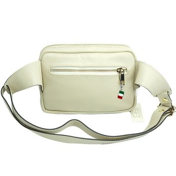 FLORENCE Gürteltasche Florence Echtleder Damen Gürteltasche weiß (Gürteltasche), Damen Leder Gürteltasche, beige, weiß ca. 21cm