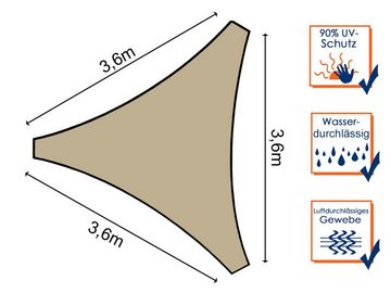 PEREL Sonnensegel, dreieckig Dreieck-Segel wasserdurchlässig für Terrasse Balkon & Garten