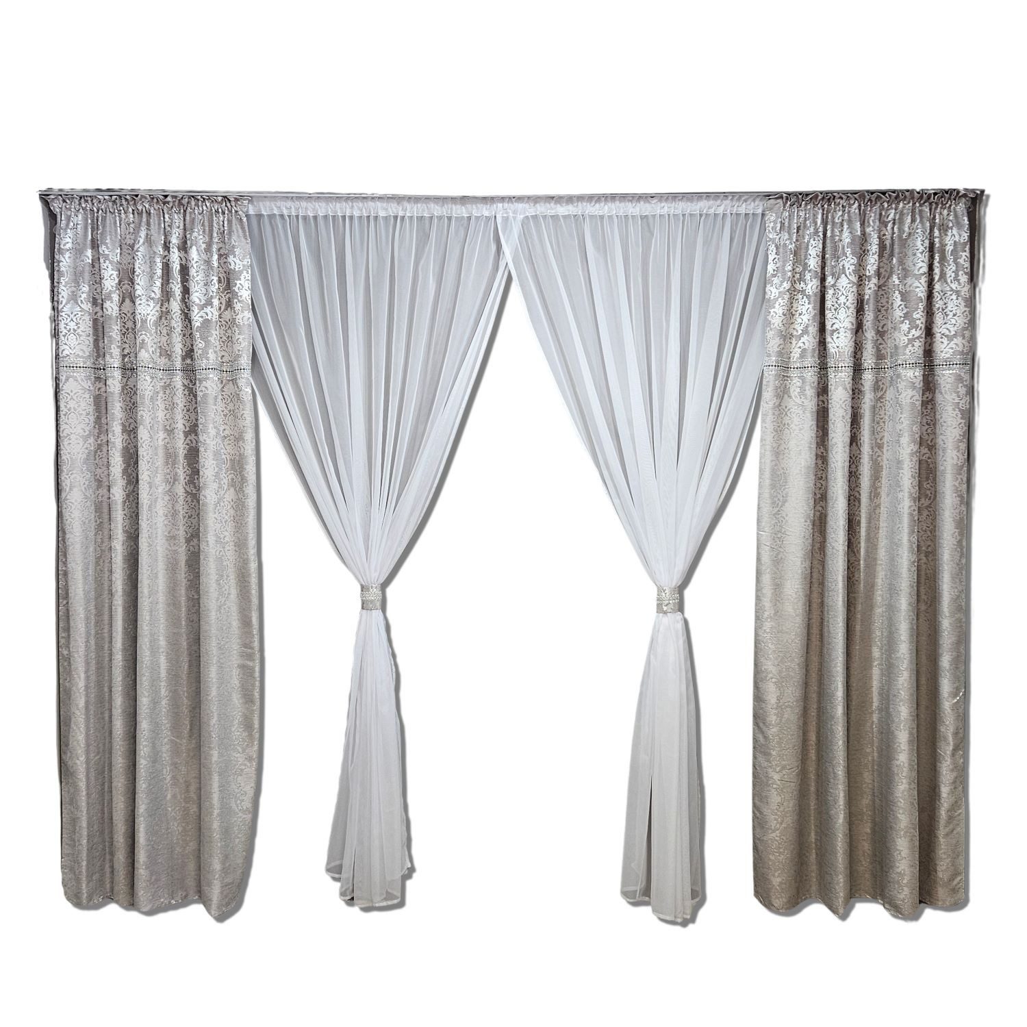 Gardinen by Justyna Vorhang Vorhang Schal Set Grau, Kräuselband, Lichtschut günstig online kaufen