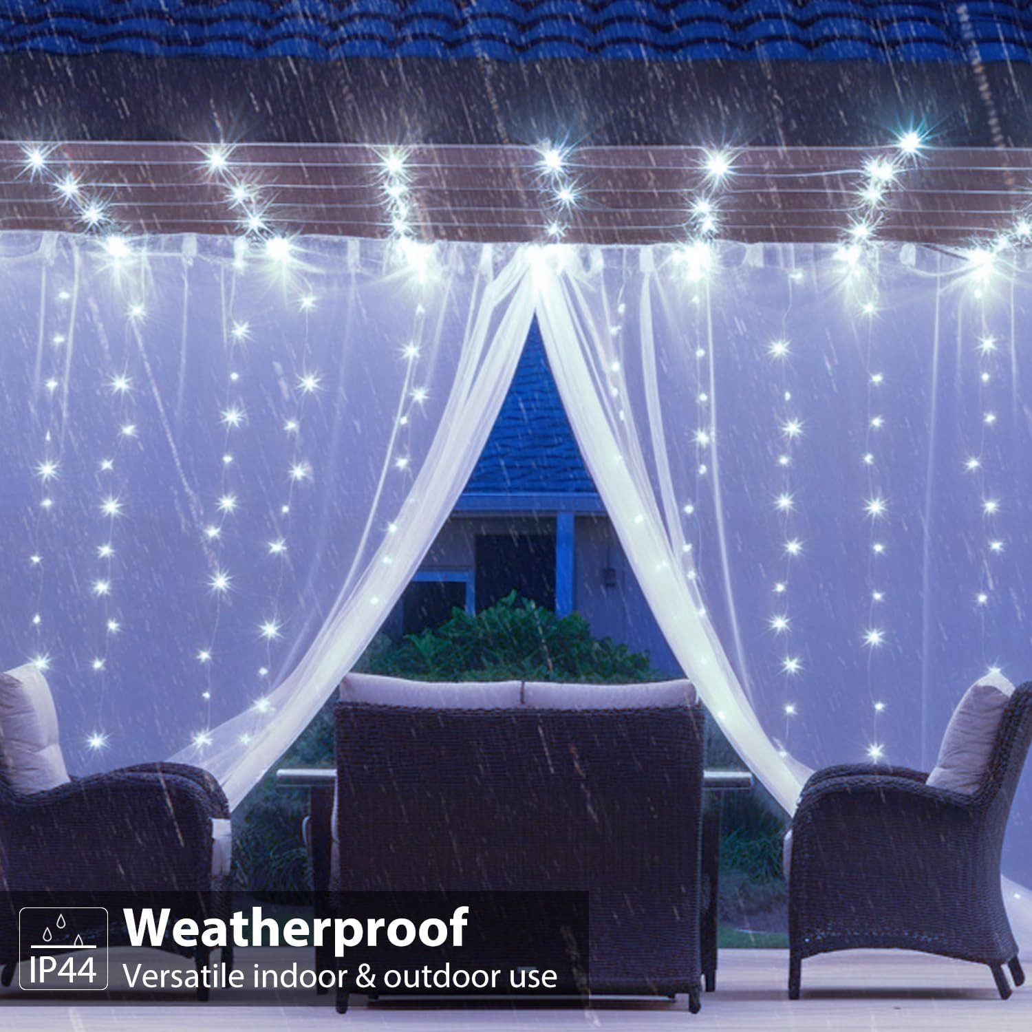 ZEUOPQ LED-Lichterkette Lichtervorhang 3x3m, 300 LED günstig online kaufen
