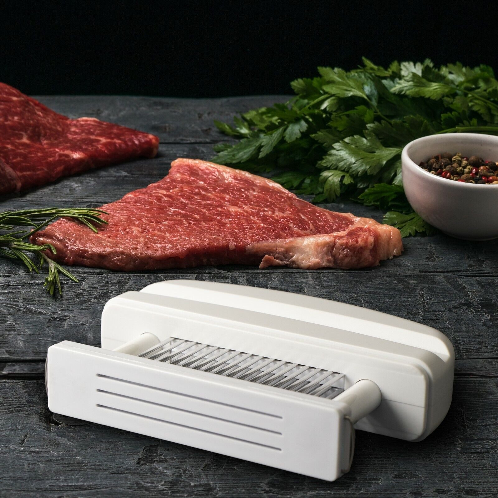 KVOTA Fleischklopfer Fleischstecher Fleischzartmacher für Steak Grill Marinieren 48 Klingen, Leicht, kompakt, bequem – Bild 5 von 5