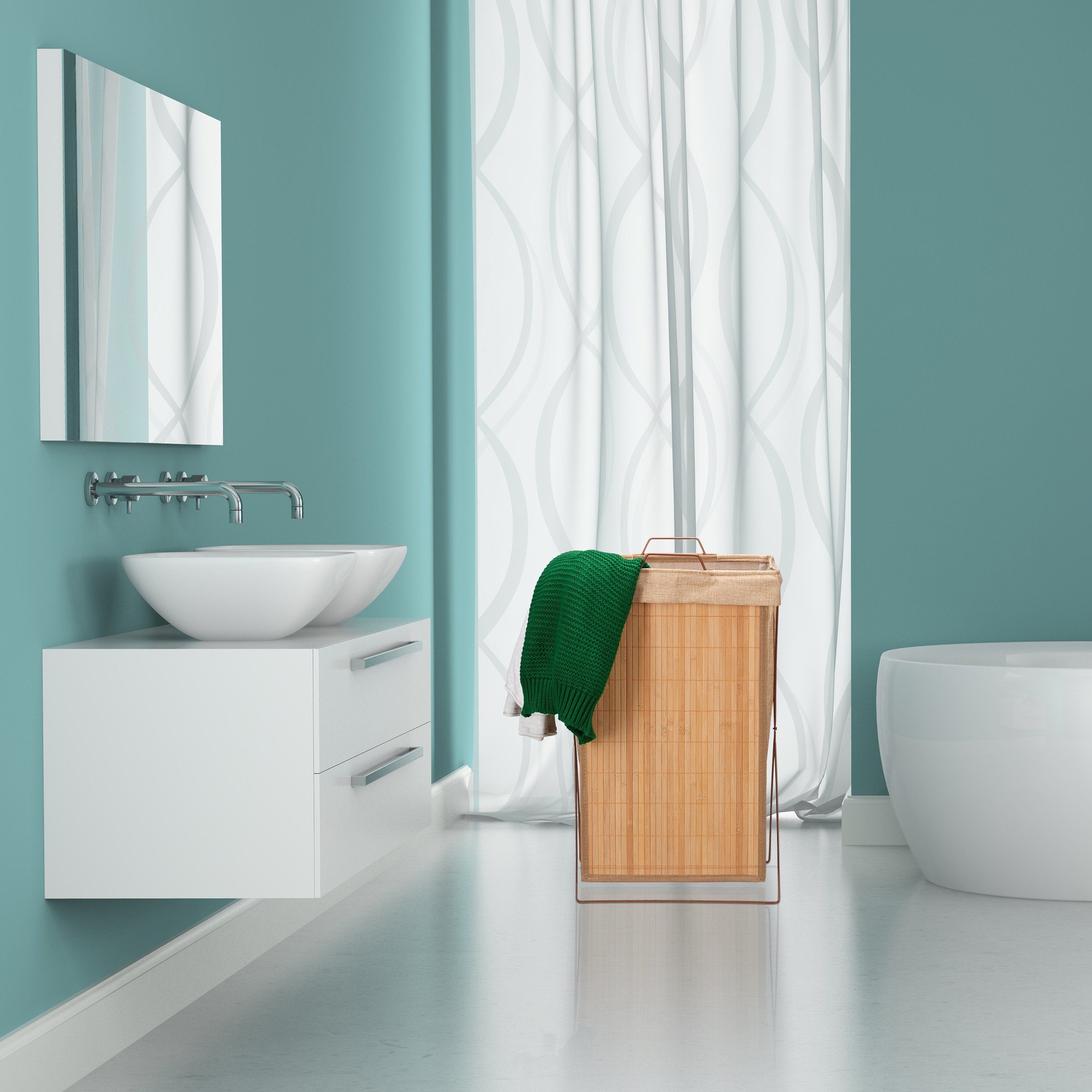 relaxdays Wäschekorb Bambus mit Gestell, Natur günstig online kaufen