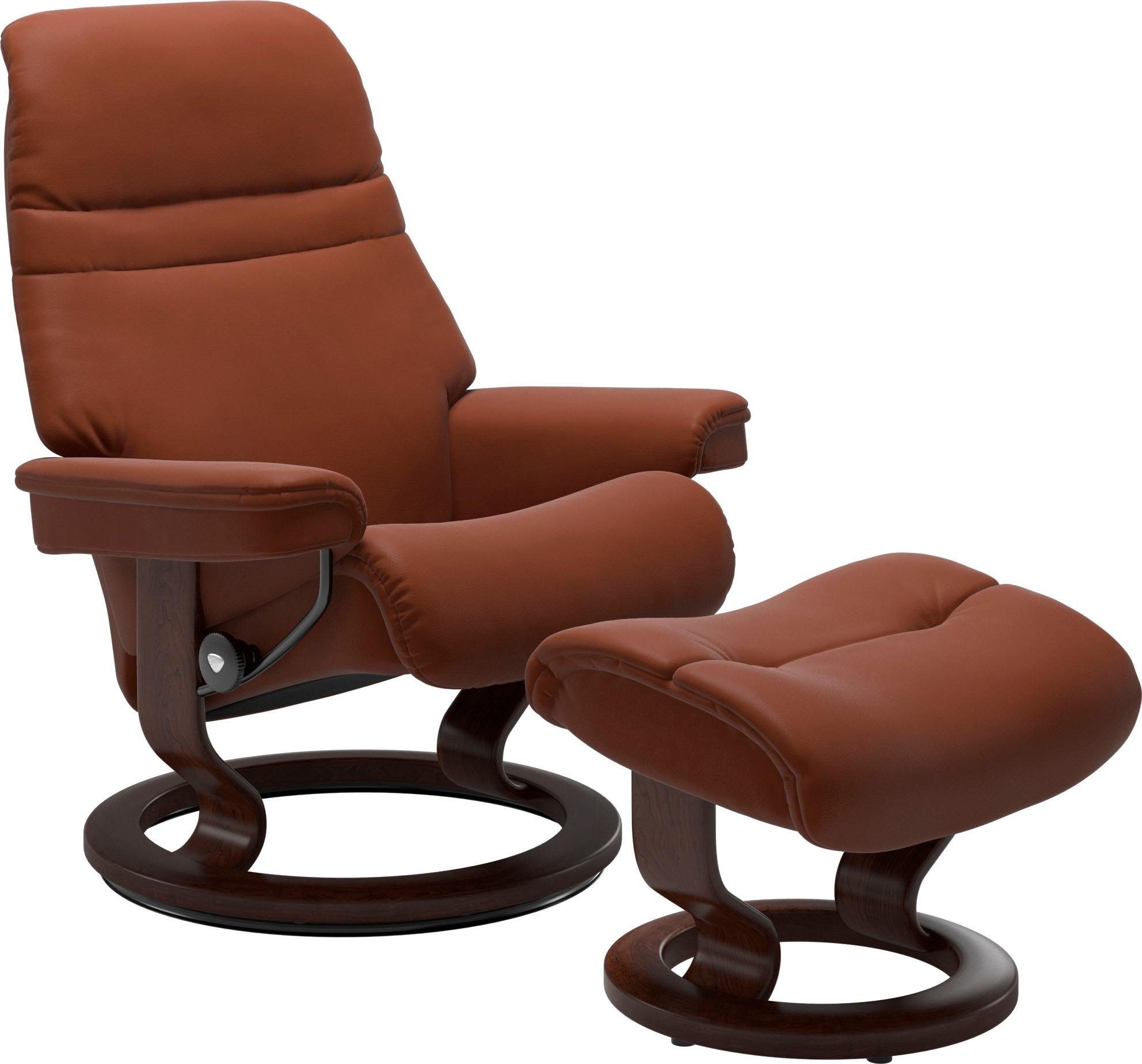 Stressless® Relaxsessel Sunrise (Set, Relaxsessel mit Hocker), mit Classic Base, Größe M, Gestell Braun