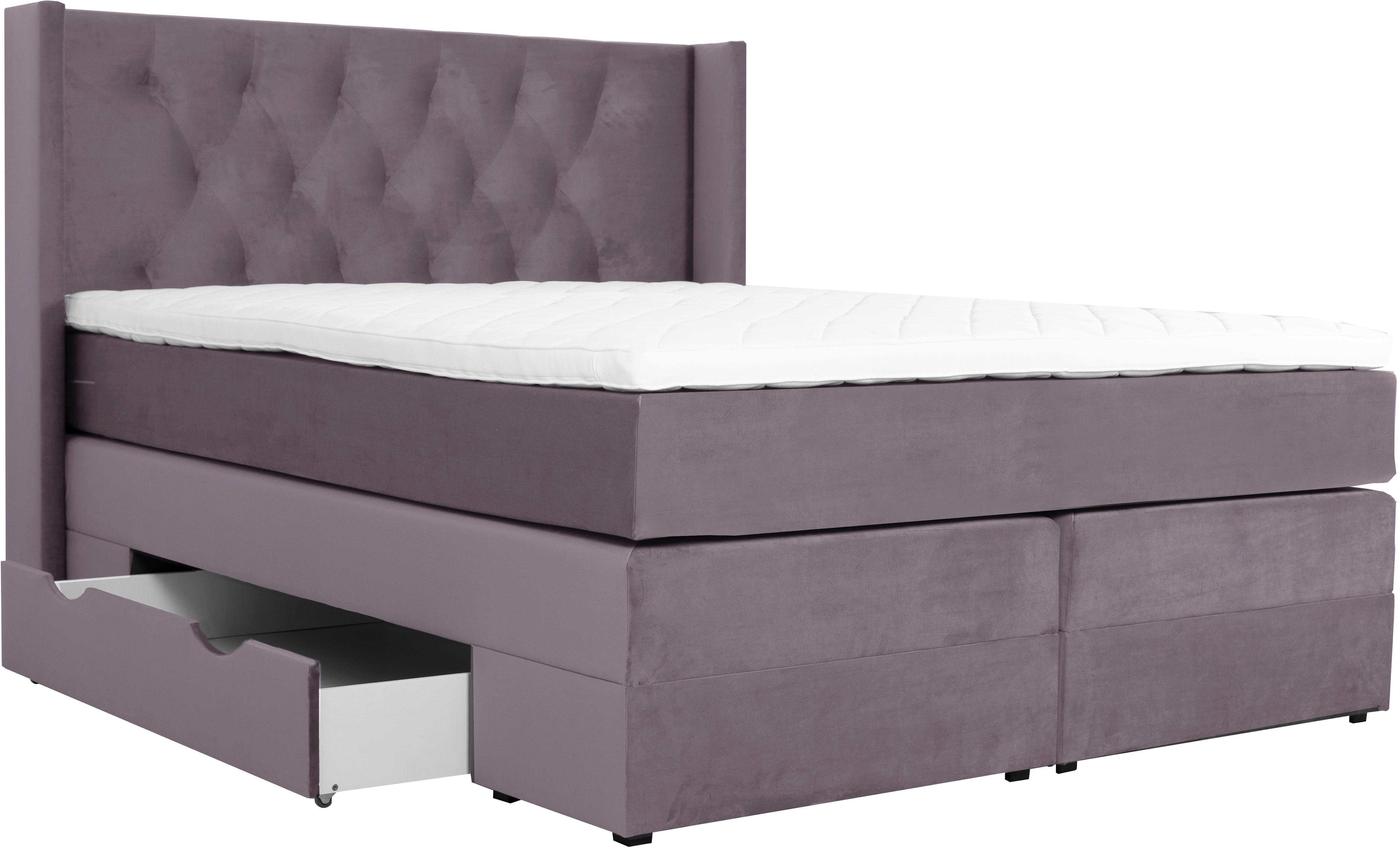 Home affaire Boxspringbett Elegance, mit schöner Knopfheftung, in den Härtegraden H2 & H3, inkl. Schubladen