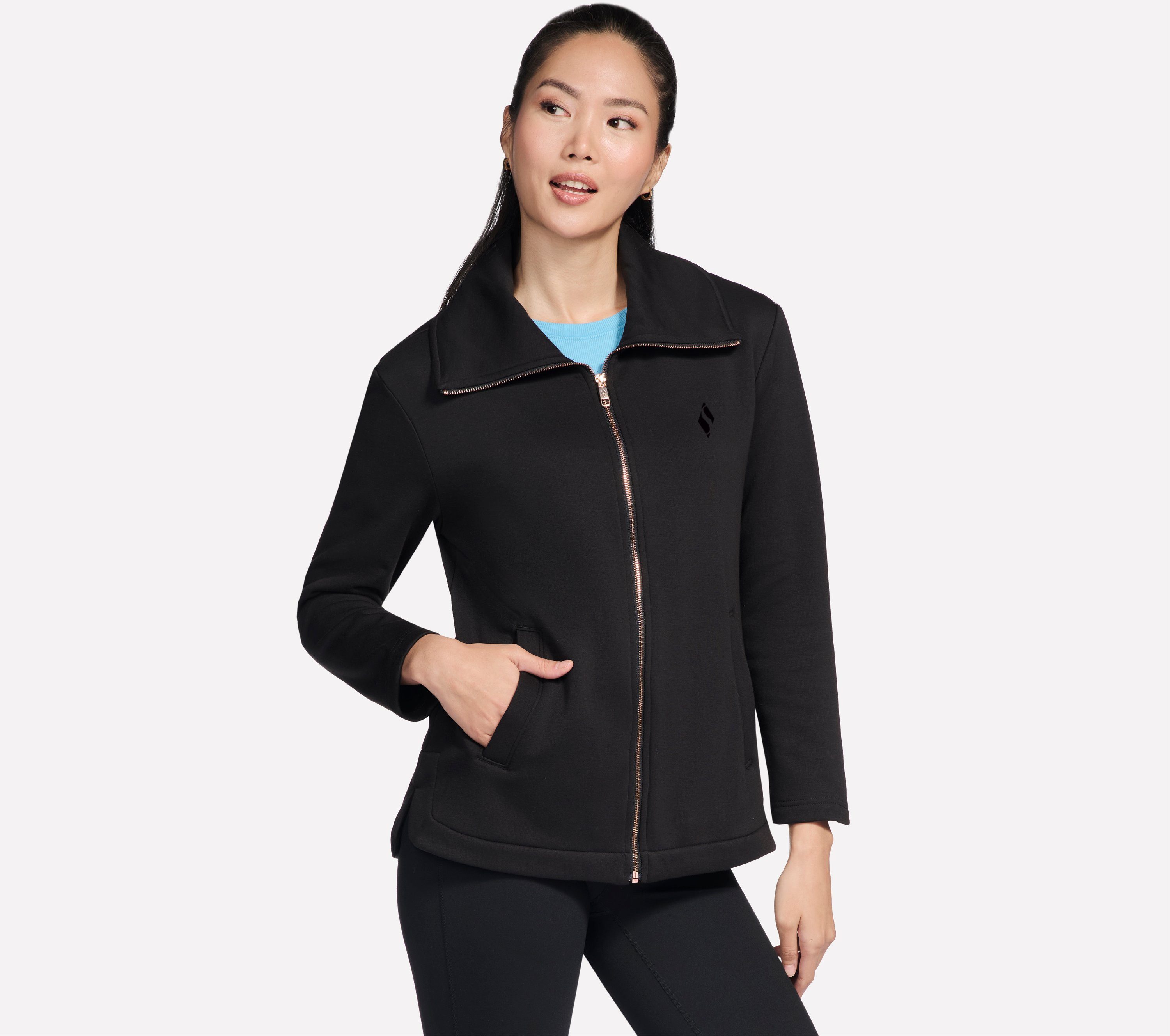 Skechers Trainingsjacke GOSNUGGLE TUNIC FZ JACKET langärmliges Design, mit breitem, umklappbarem Kragen