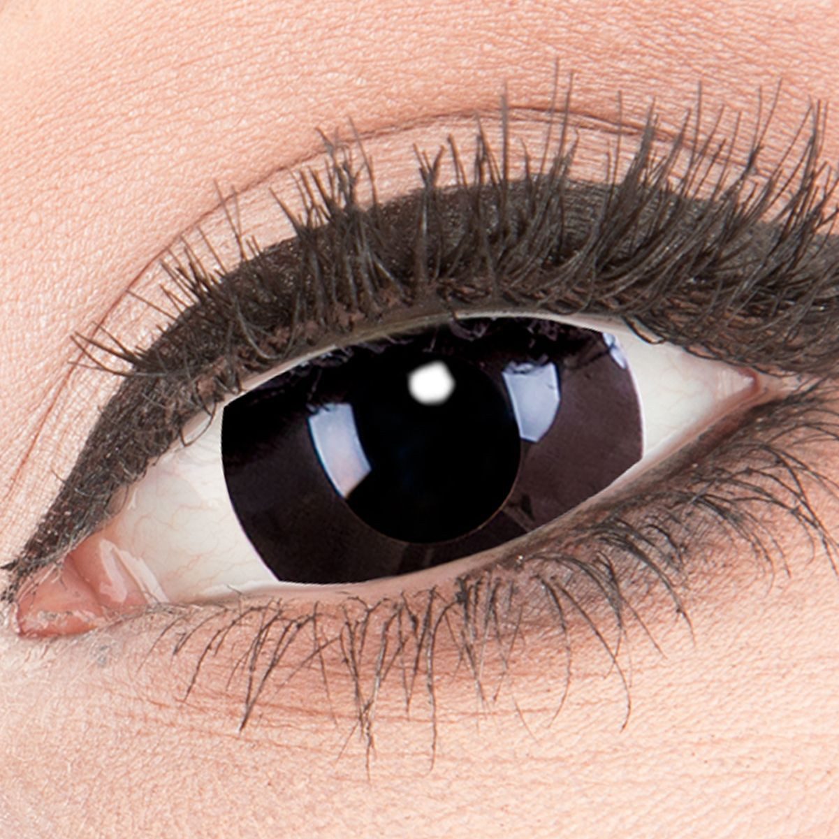 MeralenS Jahreslinsen schwarze 'Black Out 17 mm' mini Sclera 1 Paar. Halloween & Cosplay
