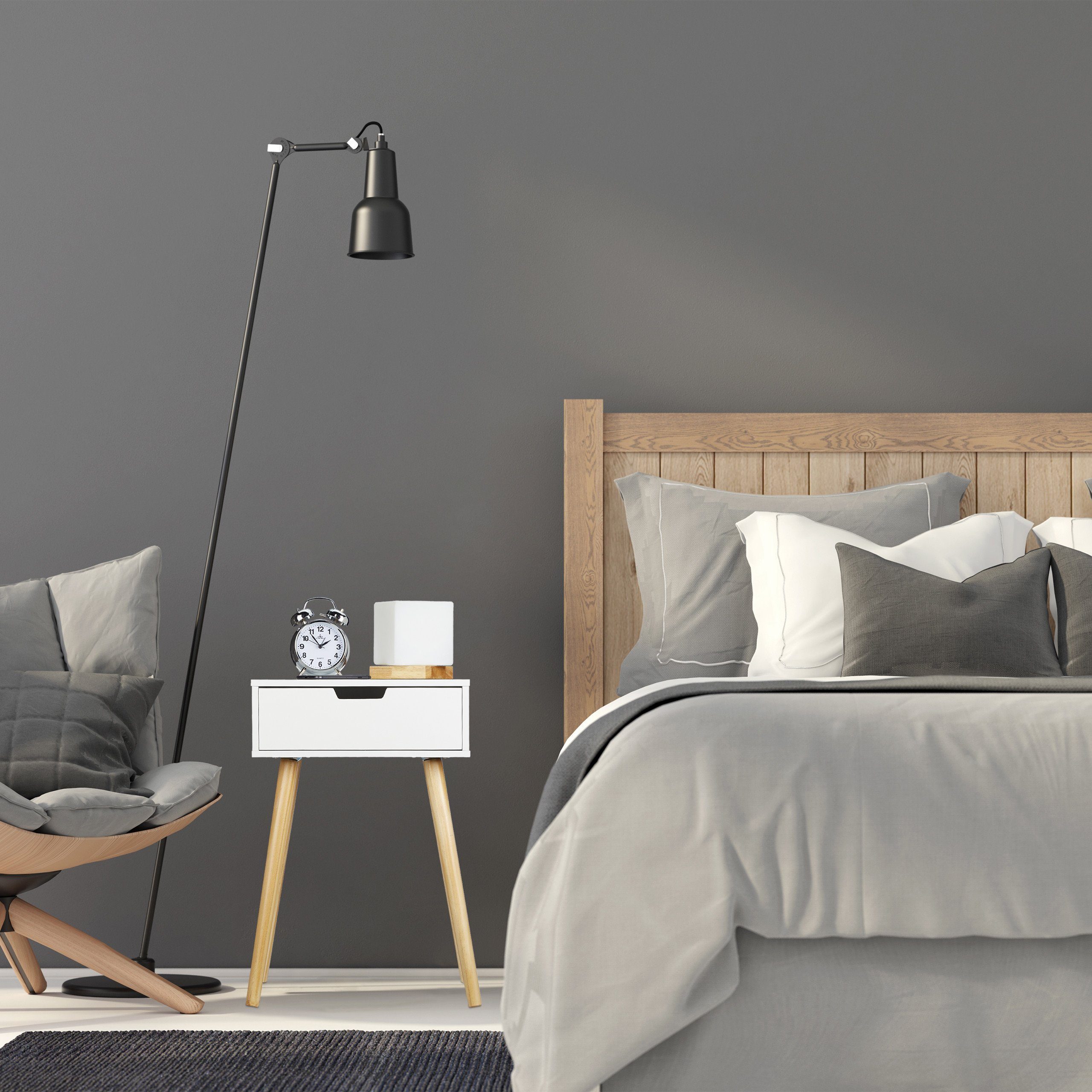 relaxdays Nachttisch weiß mit Schublade günstig online kaufen