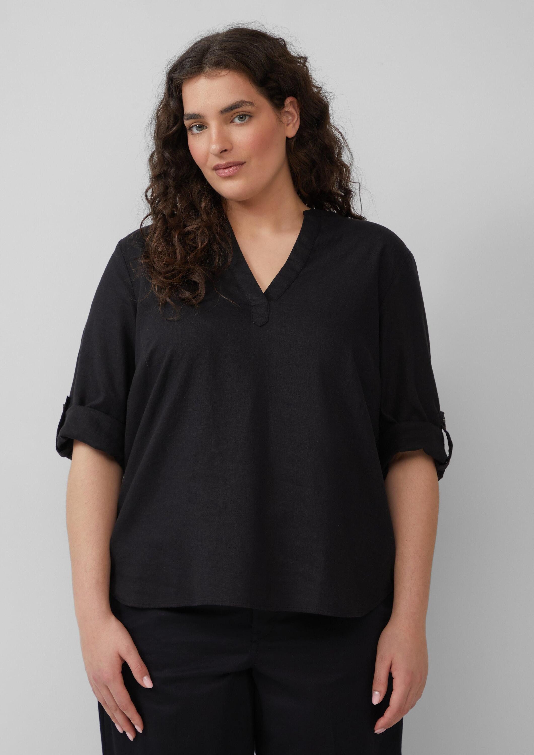 s.Oliver Kurzarmbluse Bluse Leinenmix-Bluse mit Turn-up günstig online kaufen