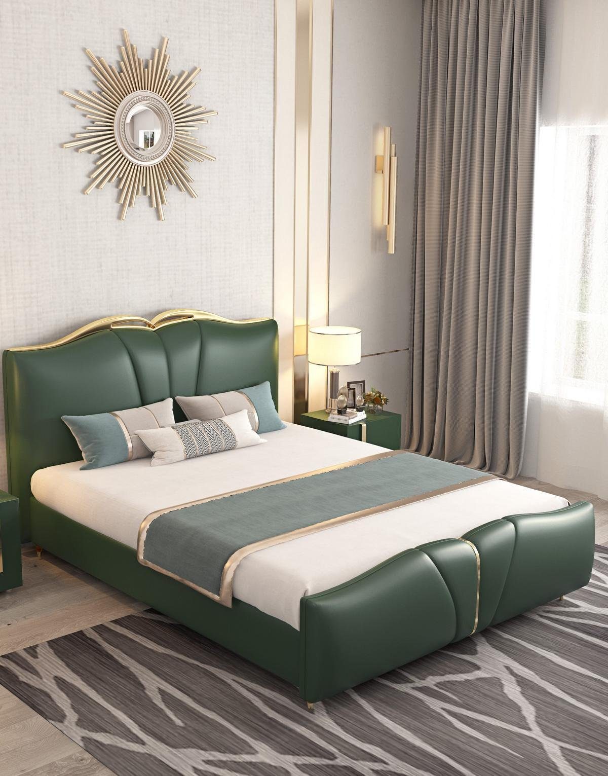 JVmoebel Bett Bett Polster Design Luxus Doppel Hotel Betten grün Luxus Hotel (1tlg., 1x nur