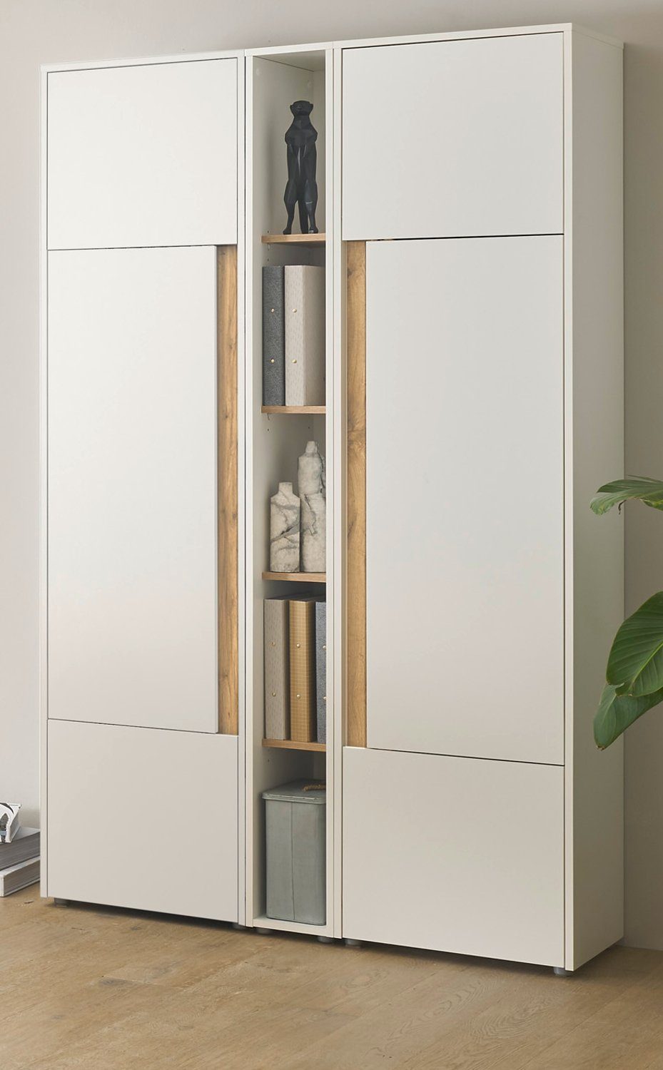 Furn.Design Aktenschrank Center (Büroschrank Set in weiß mit Wotan Eiche,  3-teilig, 120 x 200 cm) 15 Fächer