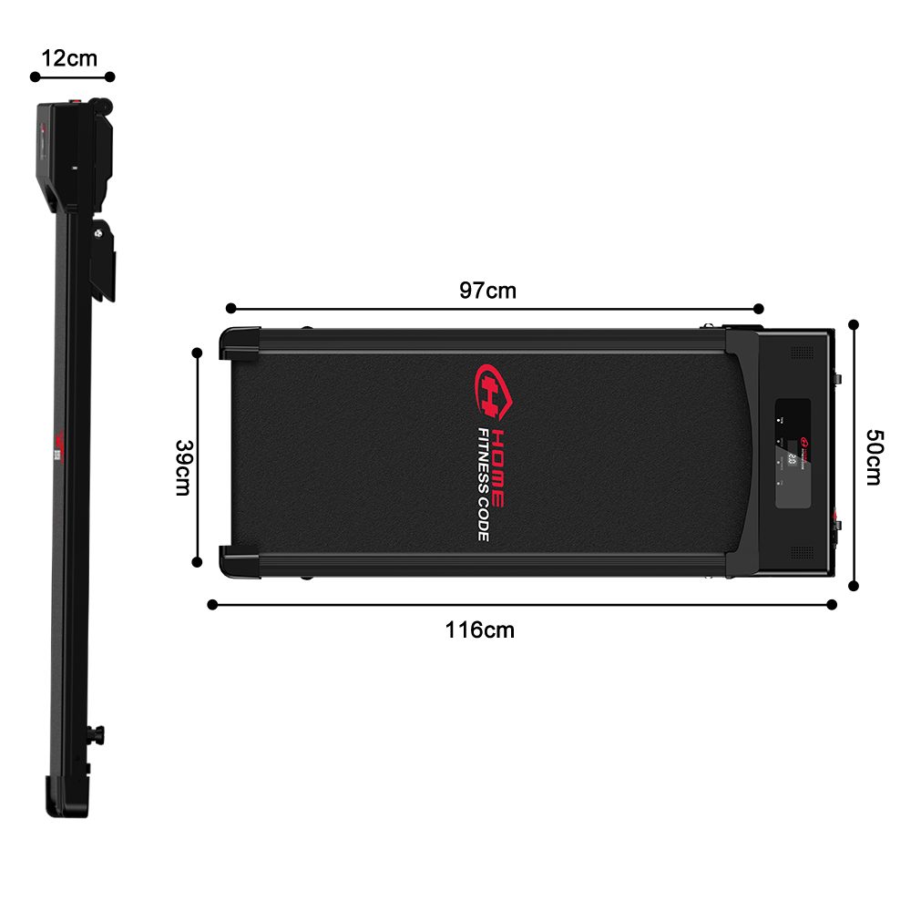 HOMEFITNESSCODE Laufband Tragbares Laufbänder mit 5 % Steigung – 4-in-1-Walkingpad Elektrisch (mit LED-Display und Transportrollen – Lauffläche 39 x 97 cm), Laufband 1–10 km/h einstellbar – Motor 2,5 PS