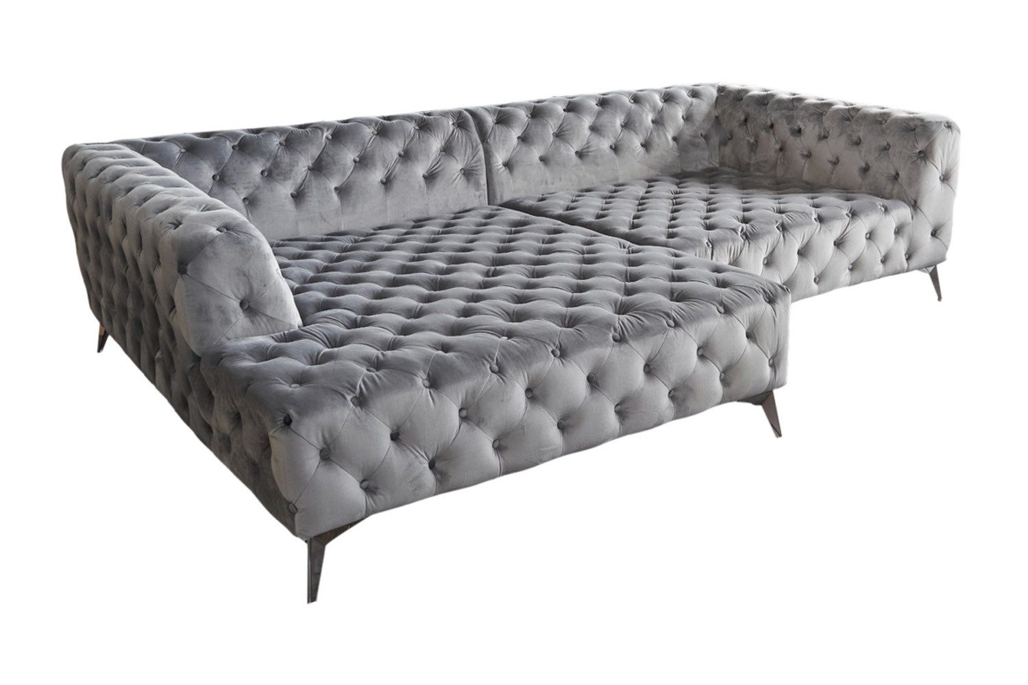 KAWOLA Ecksofa NARLA, Couch Chesterfield L-Form rechts oder links Velvet 27 günstig online kaufen