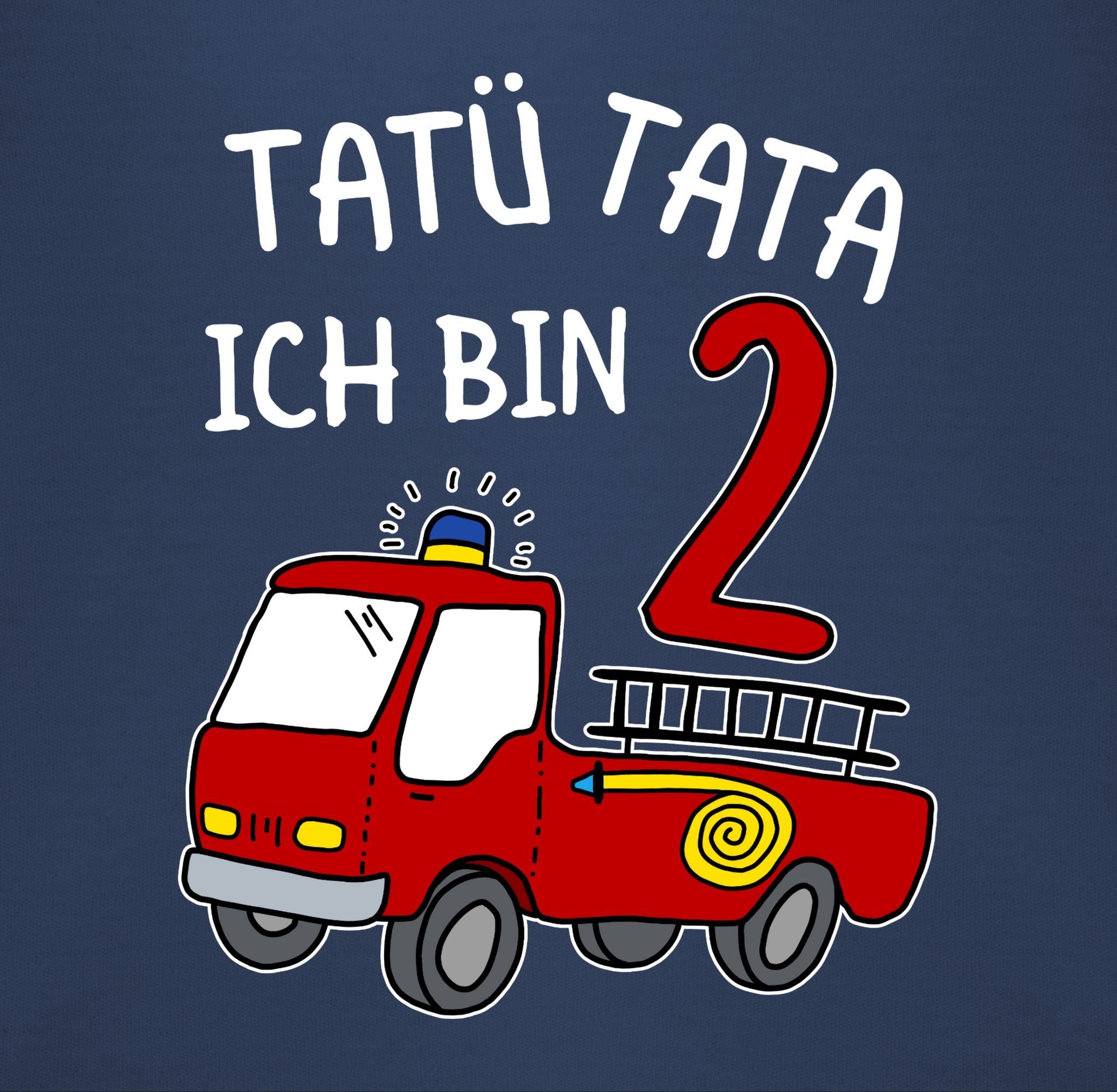 Shirtracer Sweatshirt Tatü Tata Ich 1 bin Blau 2. Geburtstag zwei Navy Feuerwehrauto
