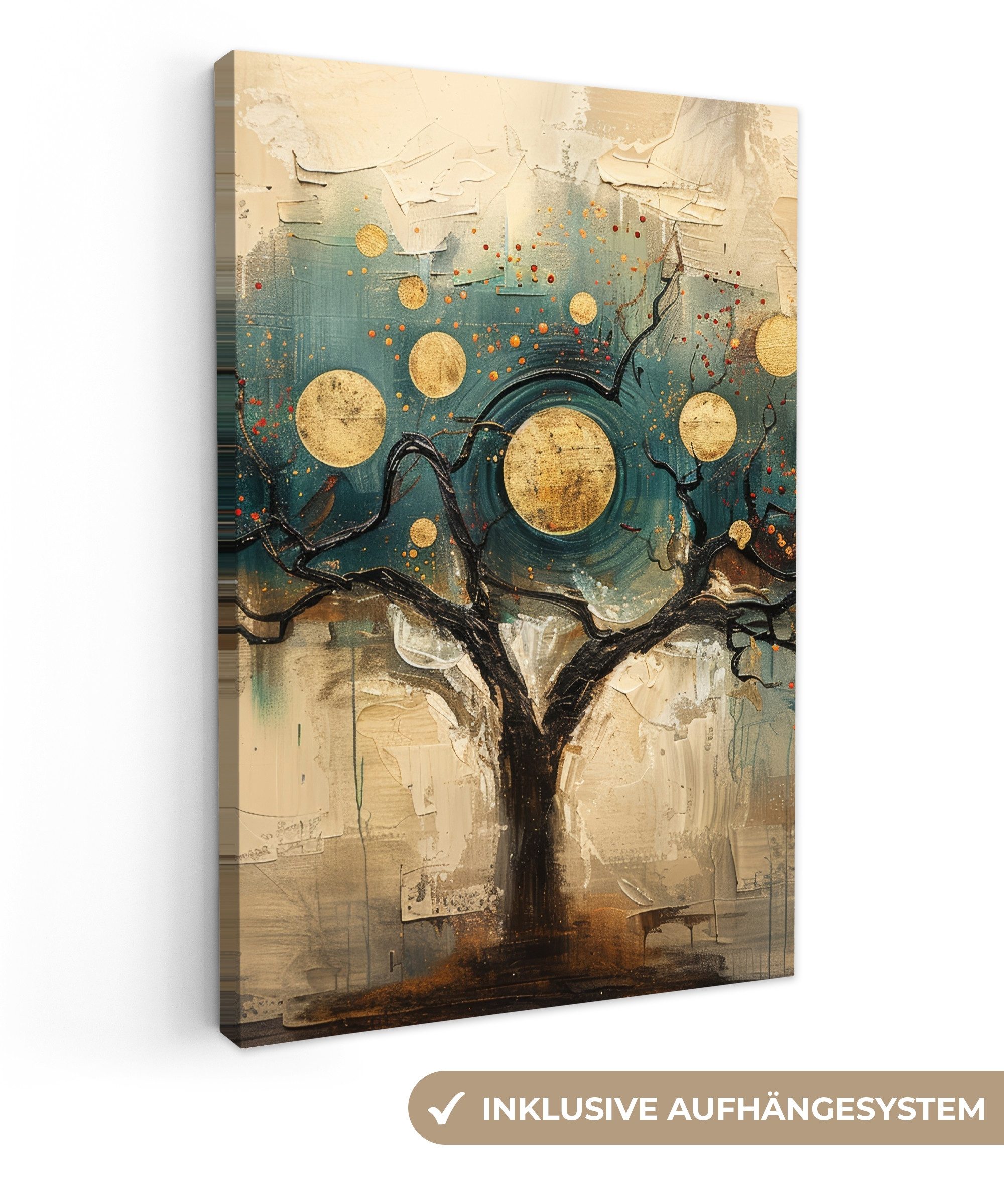 OneMillionCanvasses® Leinwandbild Baum - Abstrakt - Braun - Gold - Industri günstig online kaufen