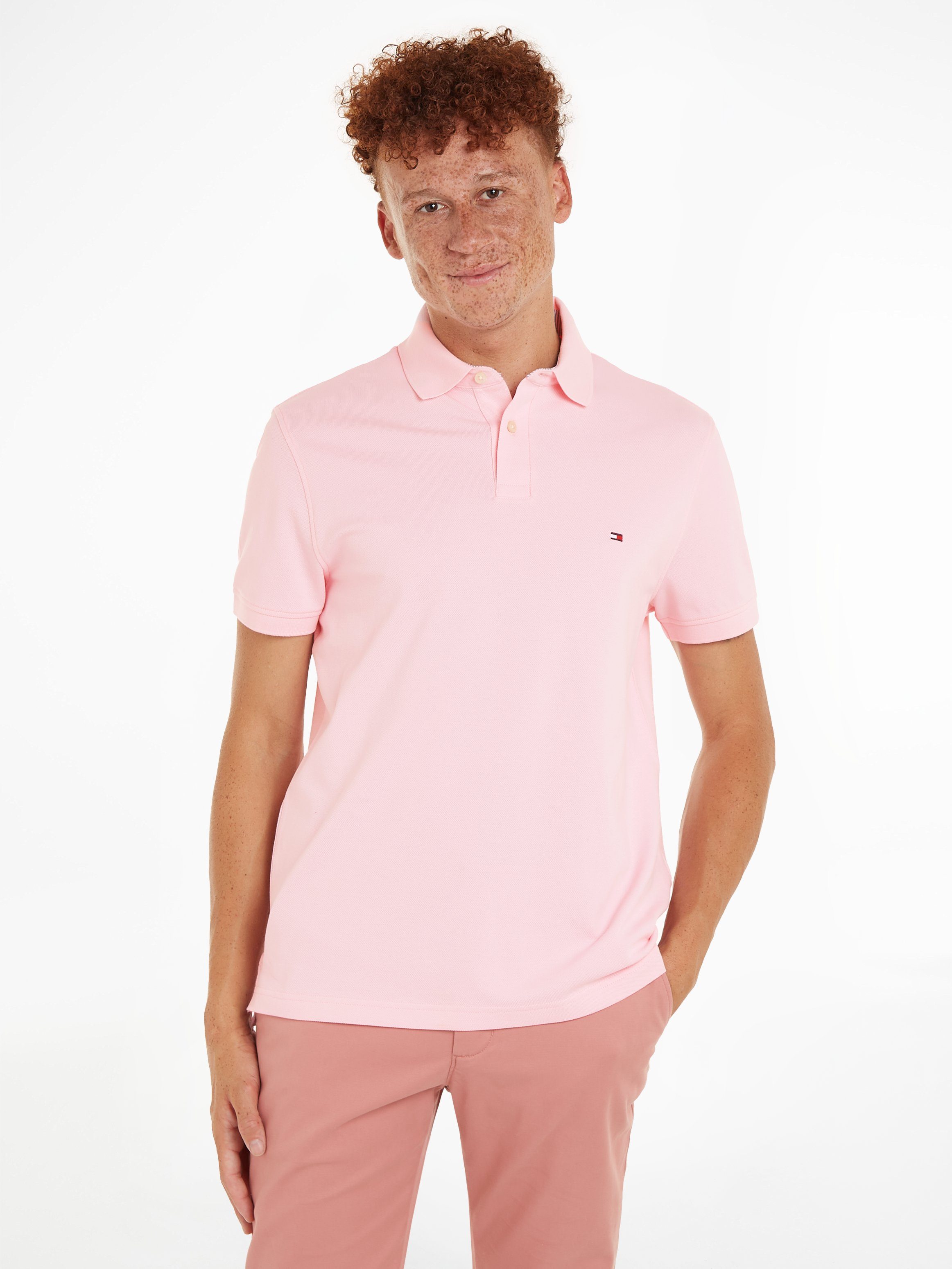 Tommy Hilfiger Poloshirt 1985 REGULAR POLO Kontraststreifen mit Hilfiger am Kragen Romantic innen Tommy Pink