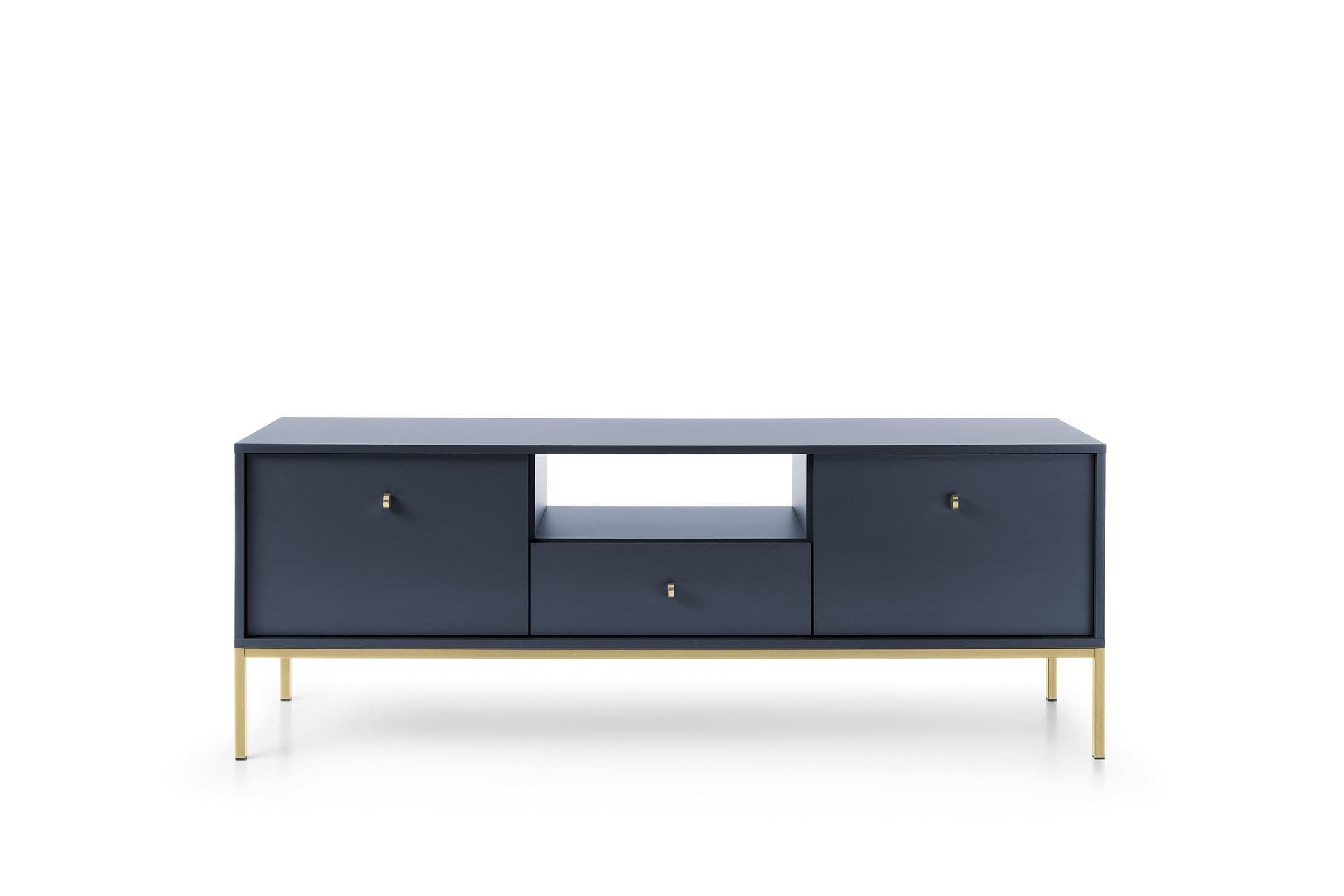MOEBLO TV-Board Melody IV (Fernsehtisch TV-Schrank Goldene Griffe, TV-Kommode mit Schublade TV-Board Fernsehschrank), (BxTxH): 154x39x56 cm