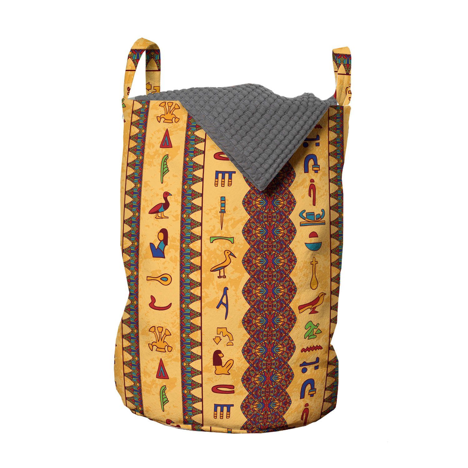 Hieroglyphs Wäschesäckchen Kordelzugverschluss mit Wäschekorb Waschsalons, für Abakuhaus ägyptisch Griffen