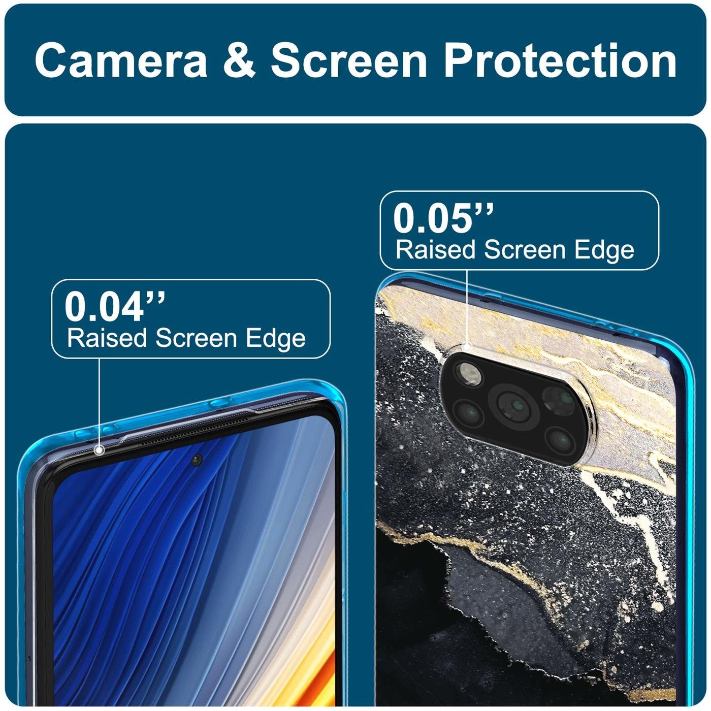 CoolGadget Handyhülle Marmor Slim Case für Xiaomi Poco X3 Pro 6,67 Zoll, Hülle Dünne Silikon Schutzhülle für Poco X3 Pro, Poco X3 Hülle