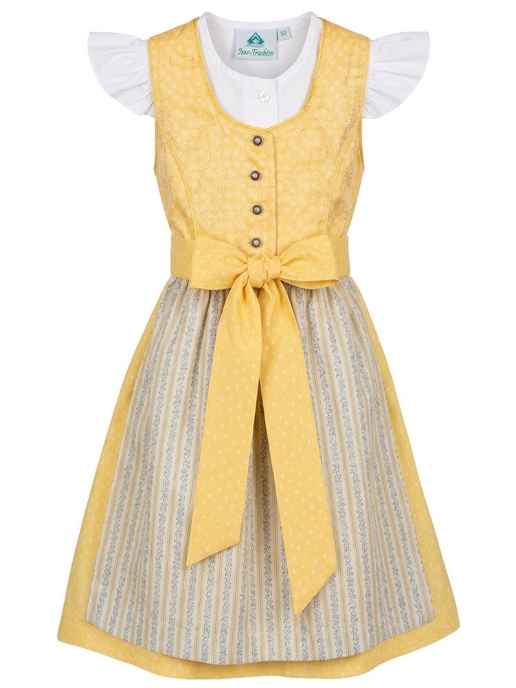 Isar-Trachten Dirndl Kinderdirndl 43176 gelb mit Flügelarm Bluse