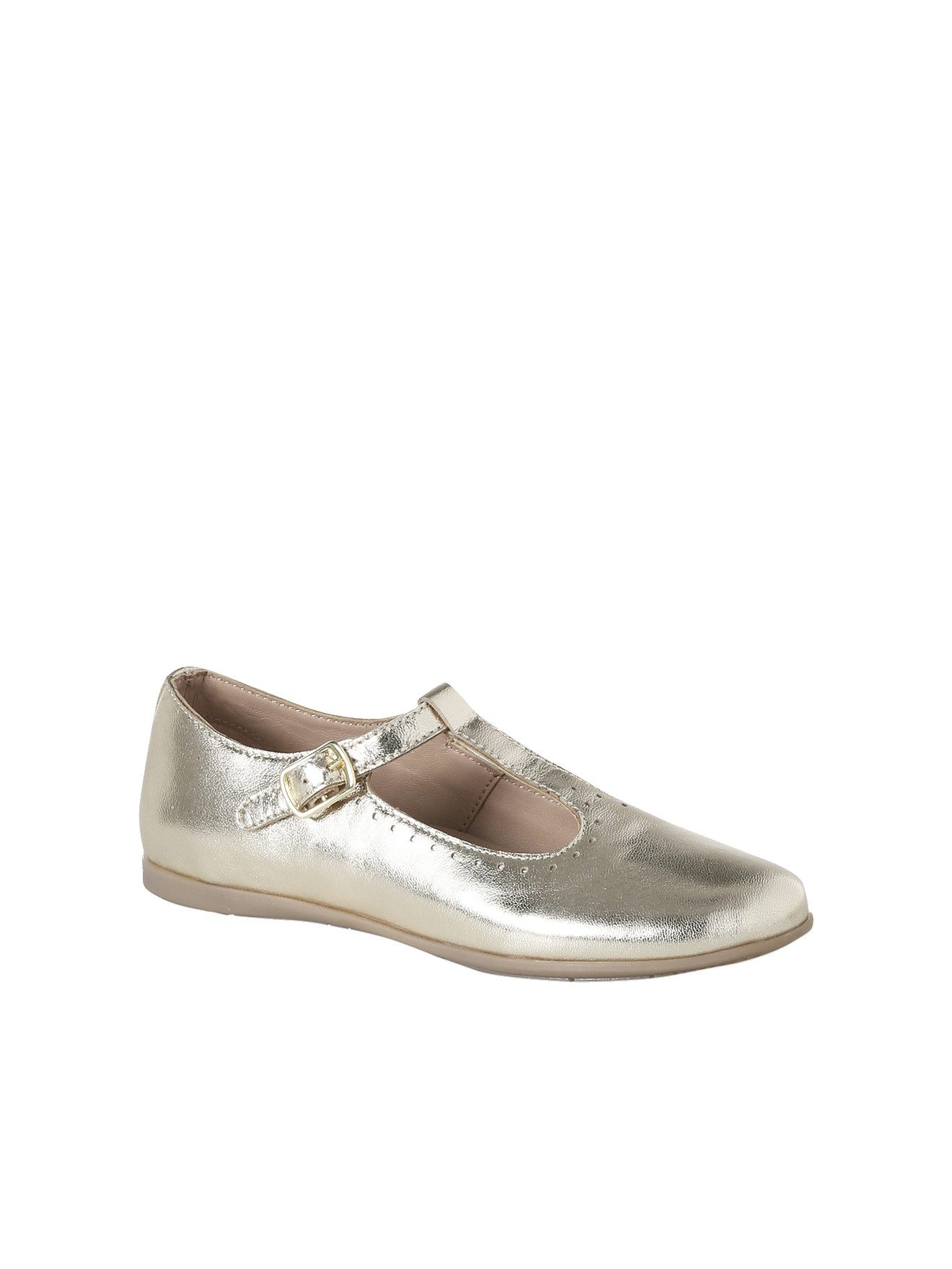 vertbaudet Mädchen Leder-Ballerinas in Metallic-Optik Ballerina