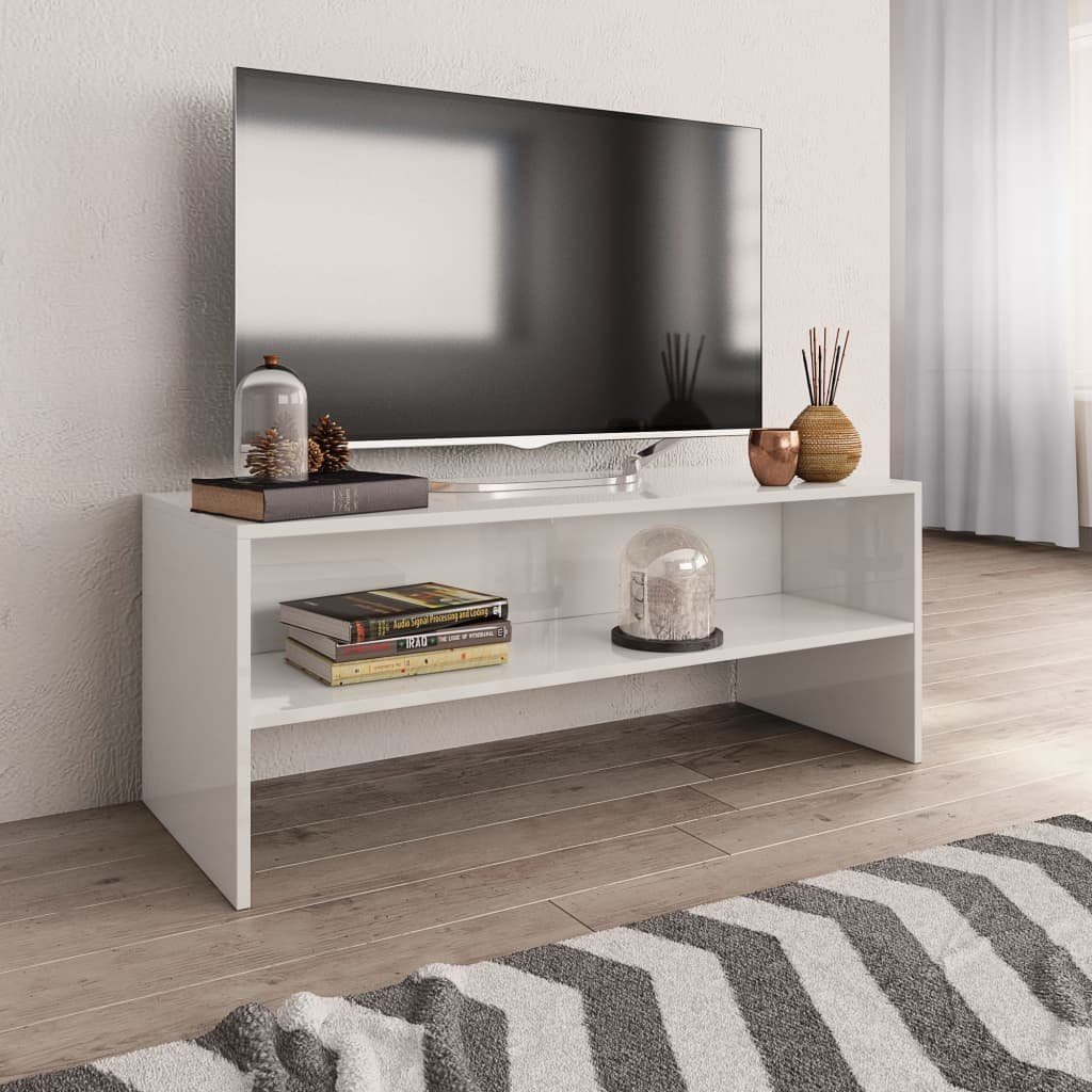 cm Holzwerkstoff furnicato 100x40x40 Hochglanz-Weiß TV-Schrank