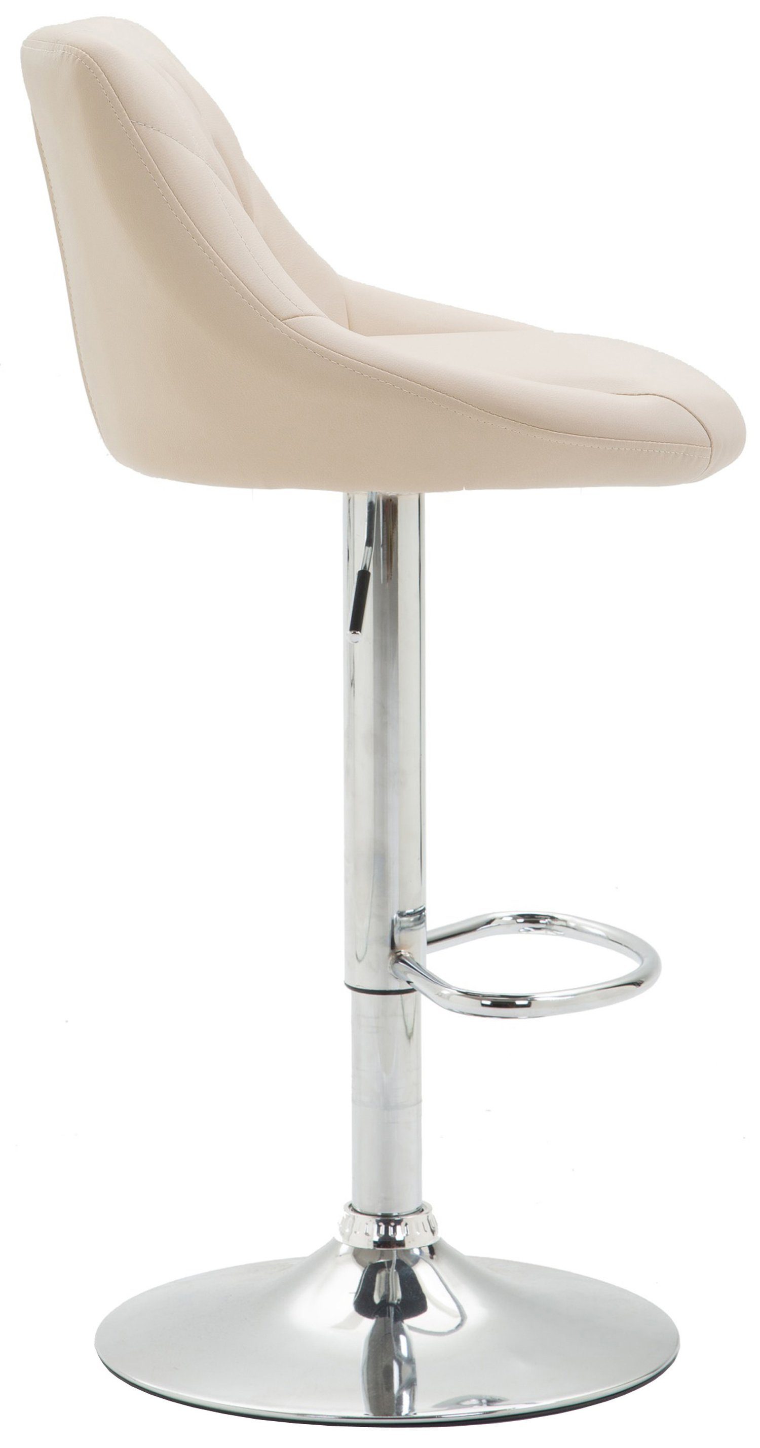 Creme Fußstütze - - für Theke Stahl Sitzfläche: Küche mit TPFLiving 360° & Rückenlehne - und - Hocker Kunstleder höhenverstellbar Lazius, drehbar verchromter Barstuhl Barhocker Tresenhocker -