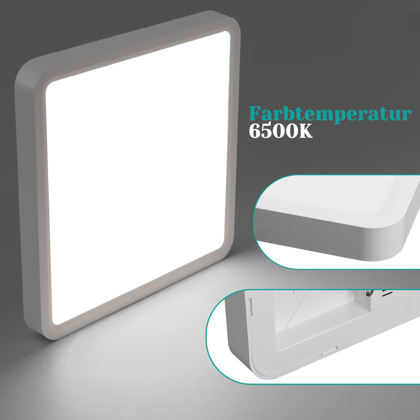 Nettlife LED Deckenleuchte Badezimmer Eckig Flach günstig online kaufen