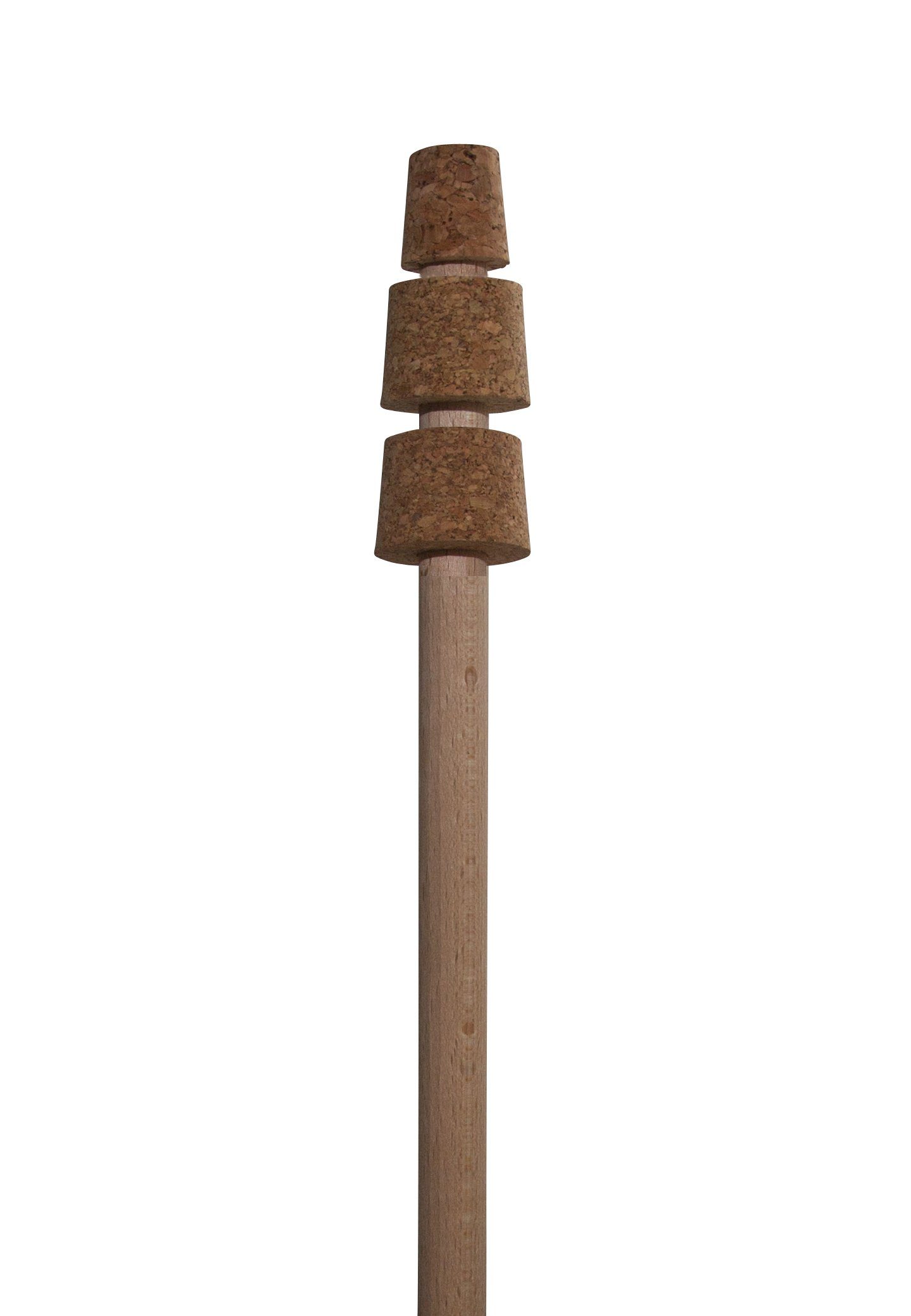 Lauschaer Glas Gartenstecker Rosenkugelstab Gartenkugelstab mit Korkaufsatz, für Rosenkugeln naturbelassenes Holz