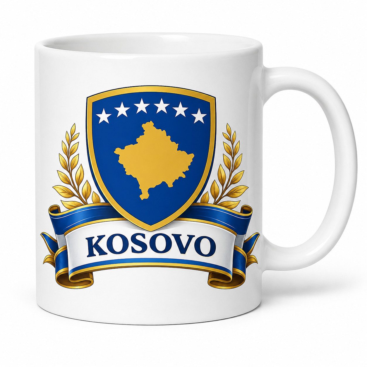Blondie & Brownie Tasse Kosovo Keramikbecher Kosovo Wappen Print Kulturmotiv Geschenk, 1-tlg., Keramik, Kosovo_Tasse Wappenschild Traditionsbecher